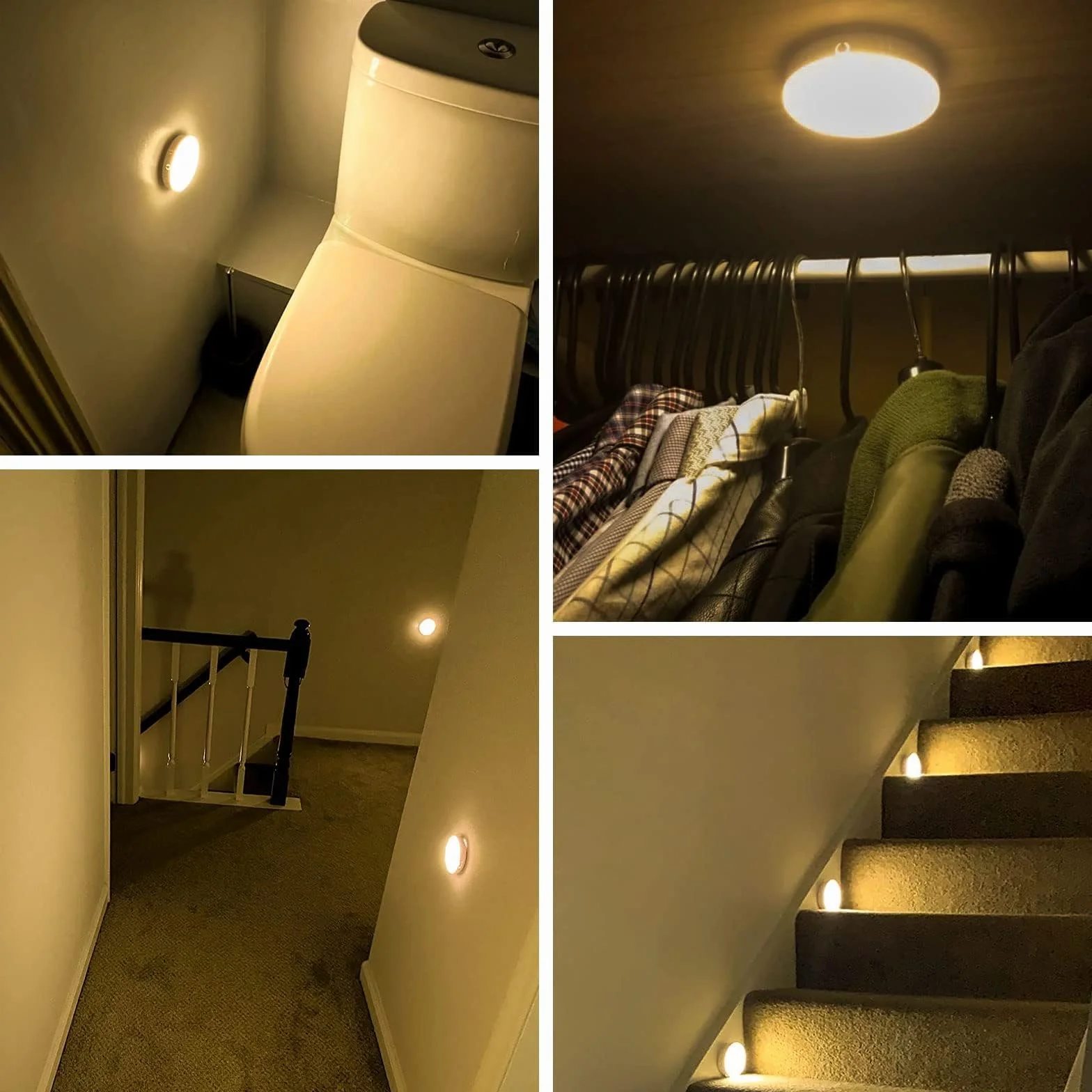 Lampka z czujnikiem ruchu, ściemnialna, ciepła biel, 10 diod LED, USB z możliwością ładowania, 0,5 W, bezprzewodowa lampka do szafki z czujnikiem, magnetyczna lampka do schodów, zestaw 3 sztuki