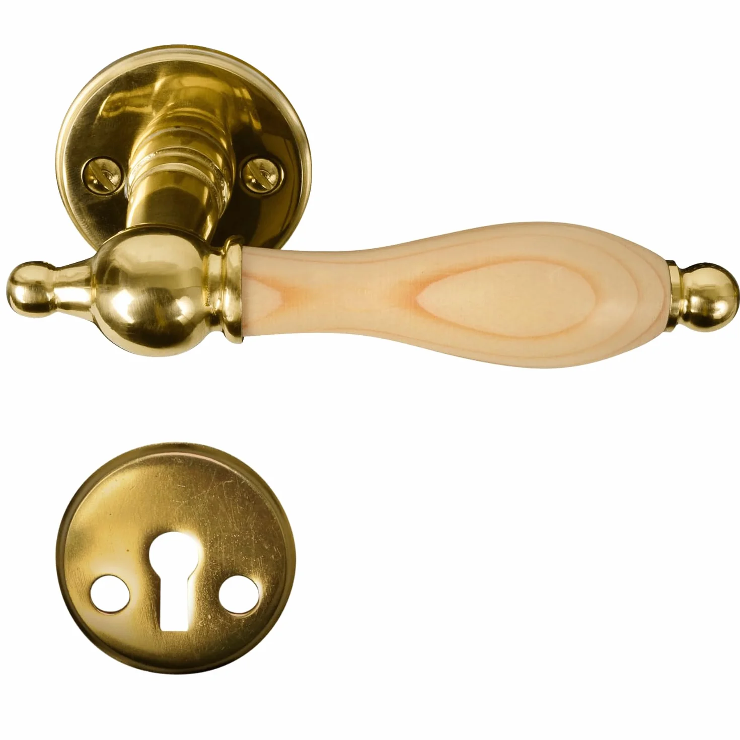 HOME IT® Mosiężna klamka do drzwi z naturalnym uchwytem rozeta duński design 30-45 mm