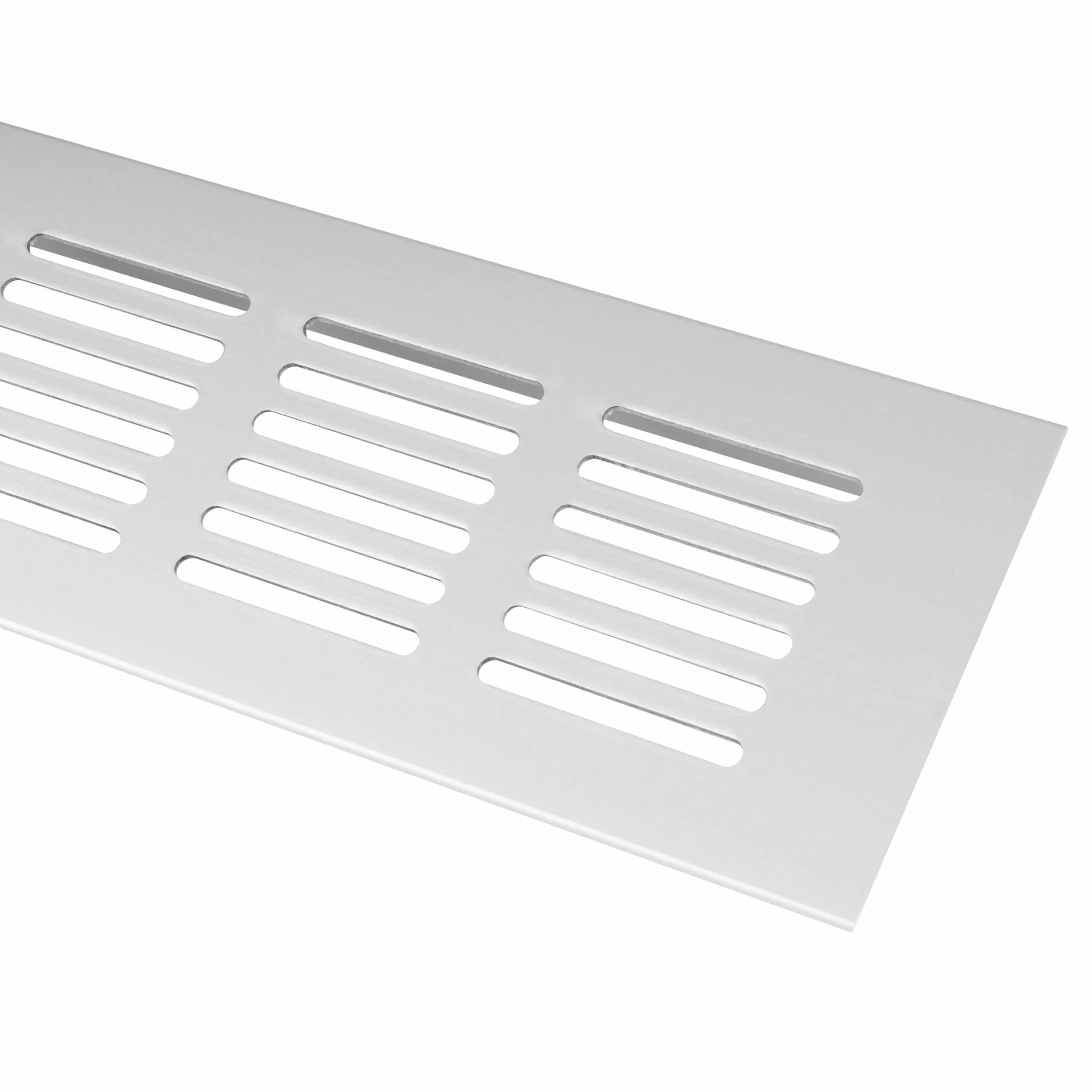 Kratka wentylacyjna aluminiowa 400 x 60 mm srebrna do płyty kuchennej szafy drzwi podłogi ściany