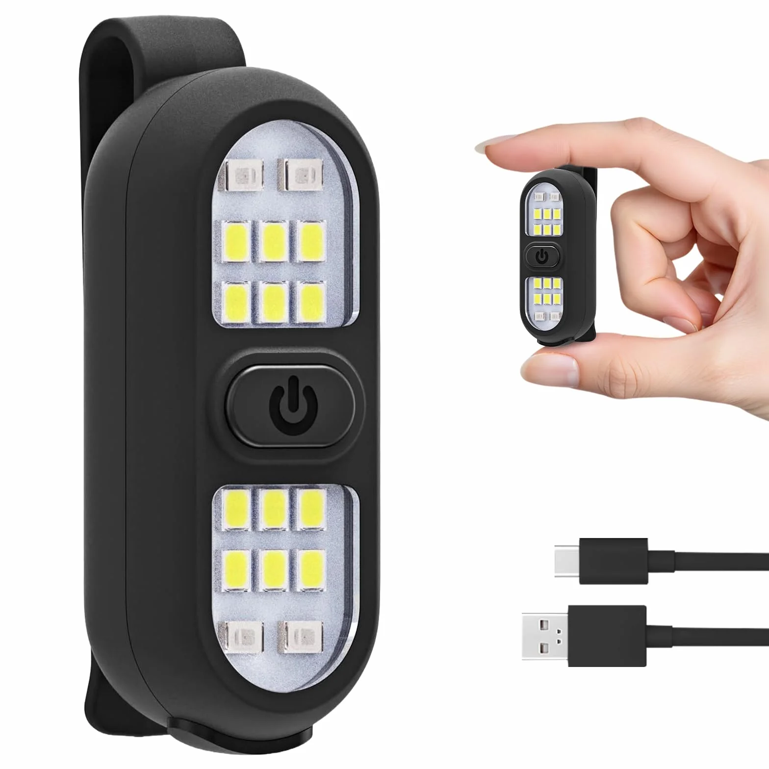 flintronic Lampa LED z klipsem 450 lumenów 4 tryby oświetlenia USB ładowana czarna