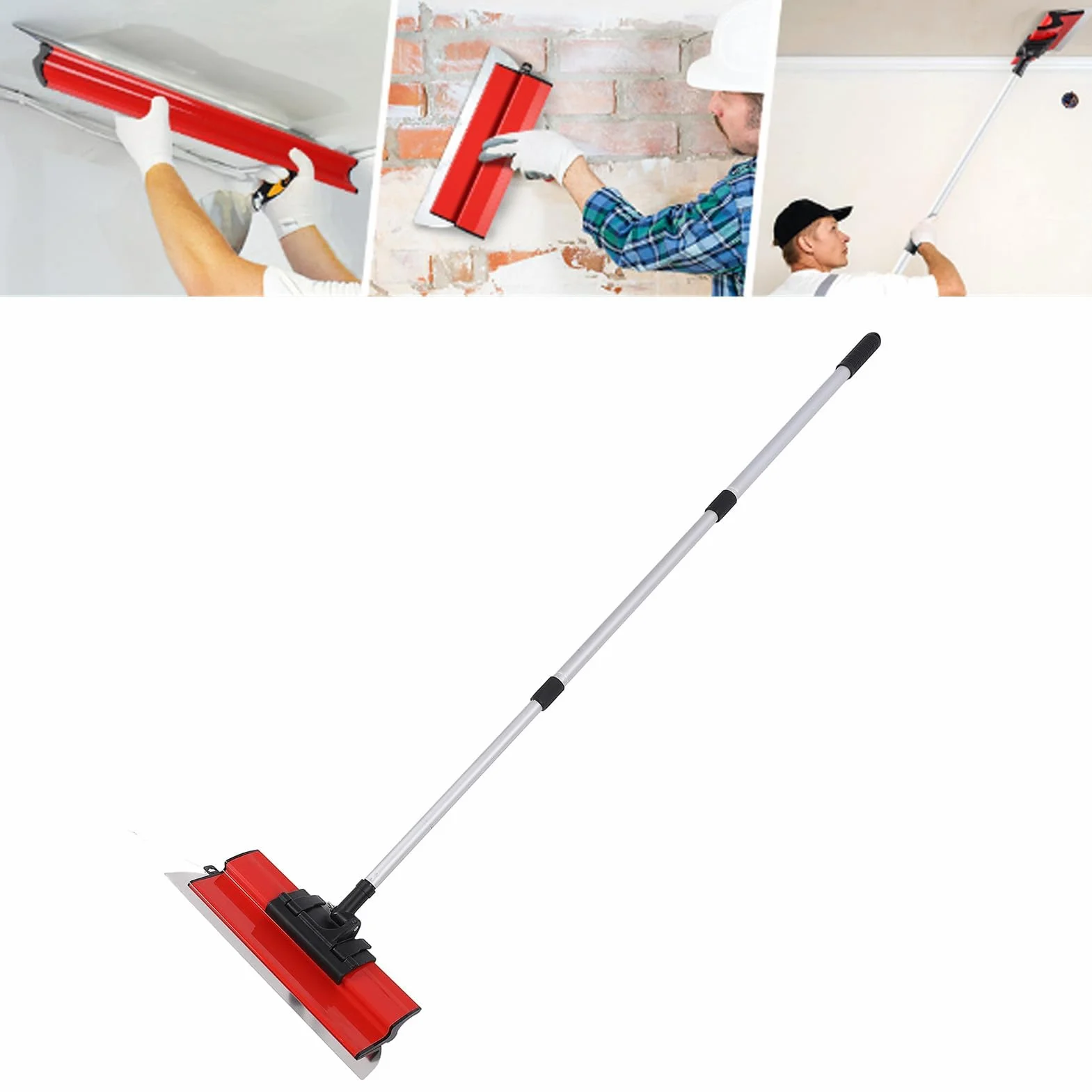 Zestaw szpatułek do tynkowania ścian i sufitów 25, 40, 60 cm - ostrza do płyt gipsowo-kartonowych z wysuwanym uchwytem 69-154 cm