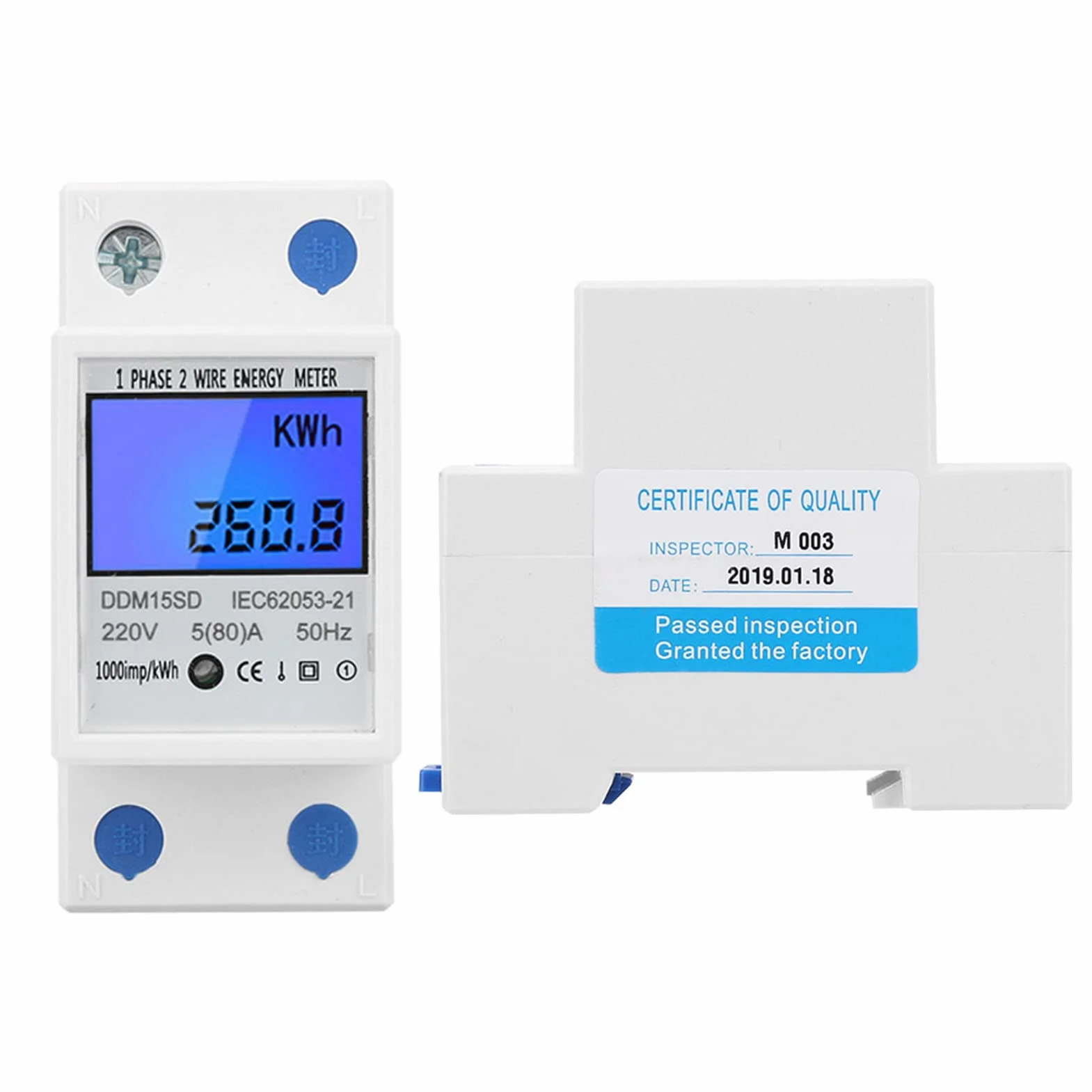 Elektroniczny licznik energii KWh 5-80A DDM15SD Cyfrowy wyświetlacz LCD Jednofazowy