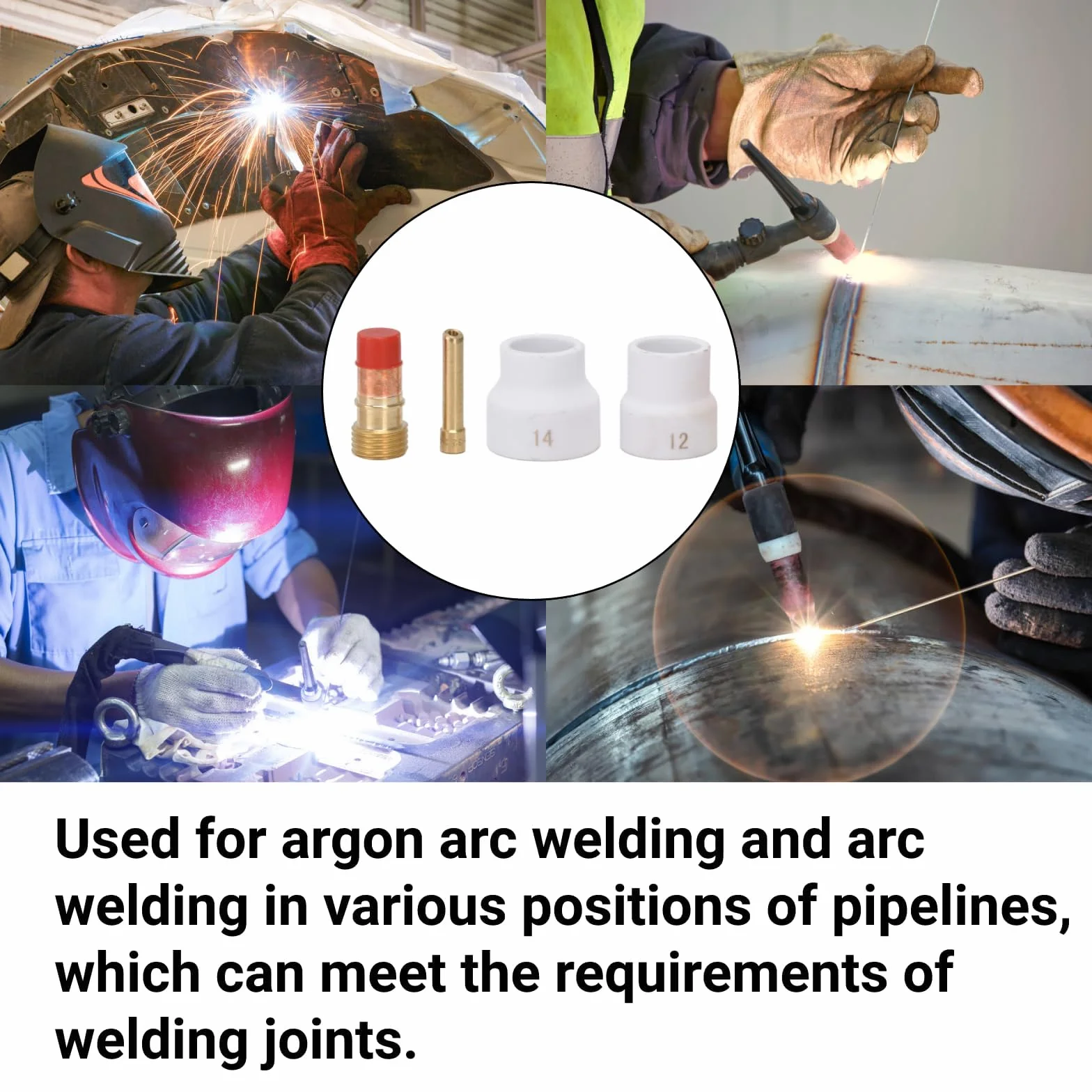 TIG Welding Torch Accessory Set Gas Lens for WP 17 18 26 Series Ceramic Nozzle Electrode Holder
