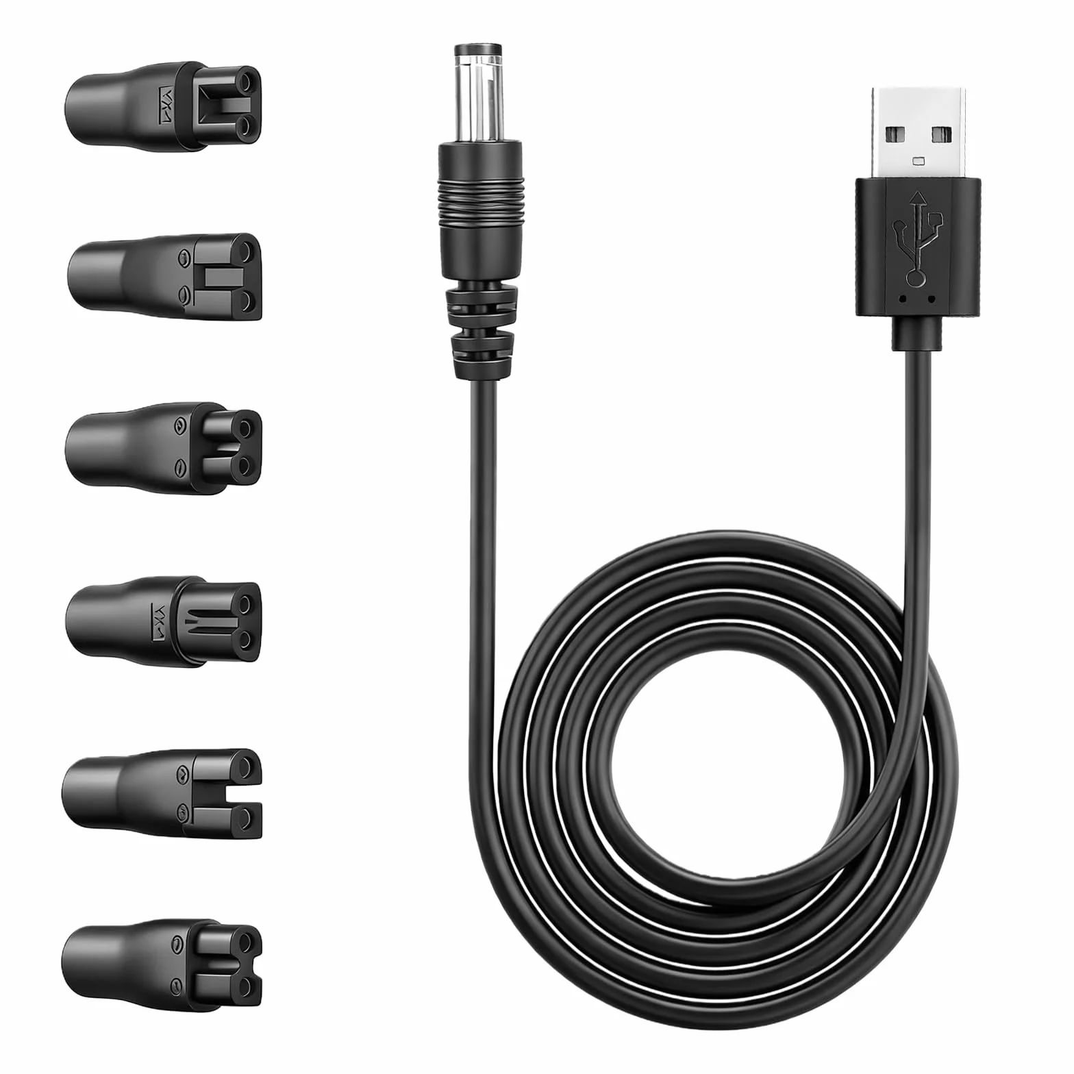 Flintronic Uniwersalny przewód USB, kabel ładujący 5V z 6 złączami, zasilacz ładowarka do Philips Norelco 7000/5000/3000/QT/QS/AT/PT/QG/BG/HQ/RQ/XL/XLCC/X/HS/QC Seria, kabel do golarki
