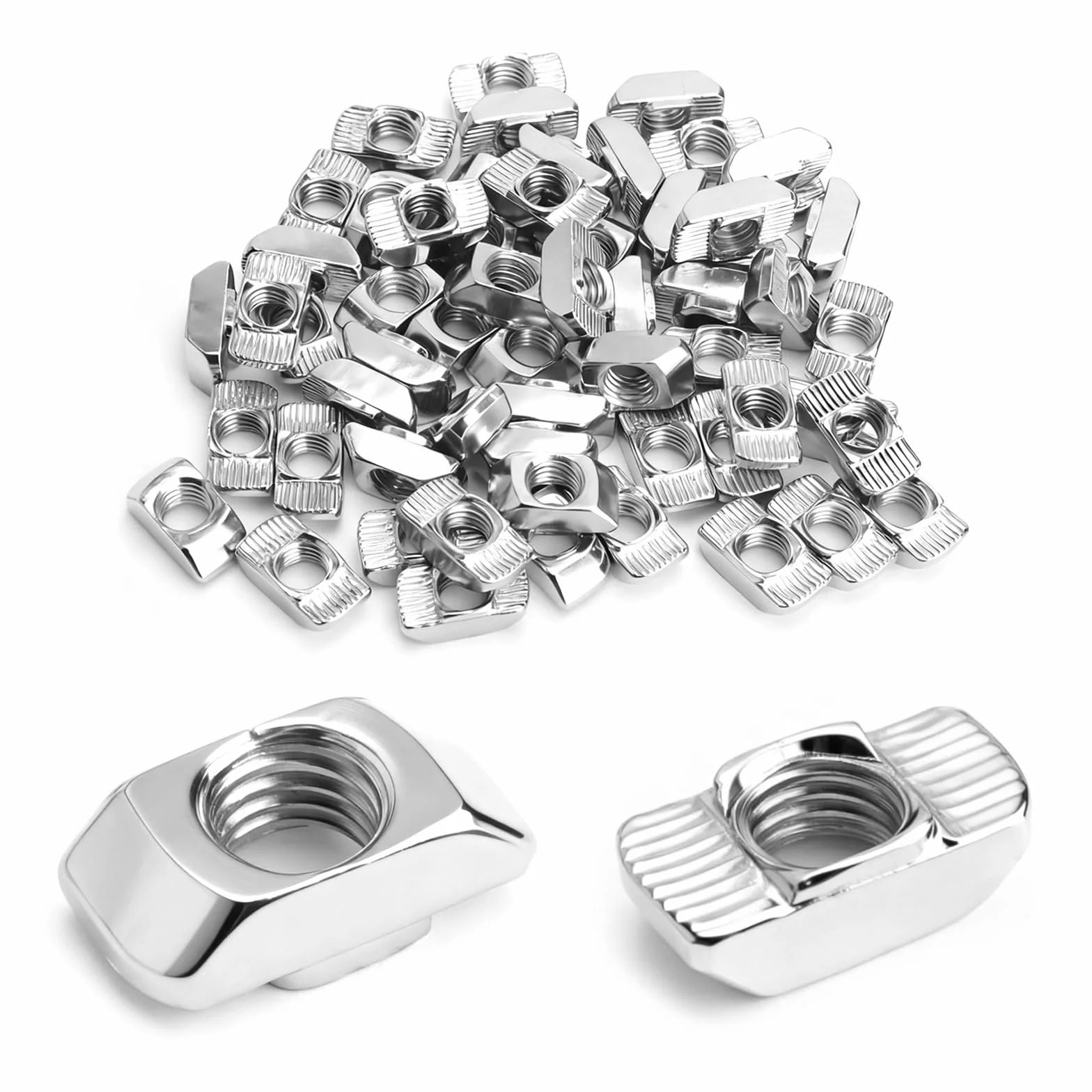 Nakrętki T M8 do Profilu Aluminiowego EU40, Stal Węglowa, Nakrętka z Łbem Młotkowym 60 Sztuk