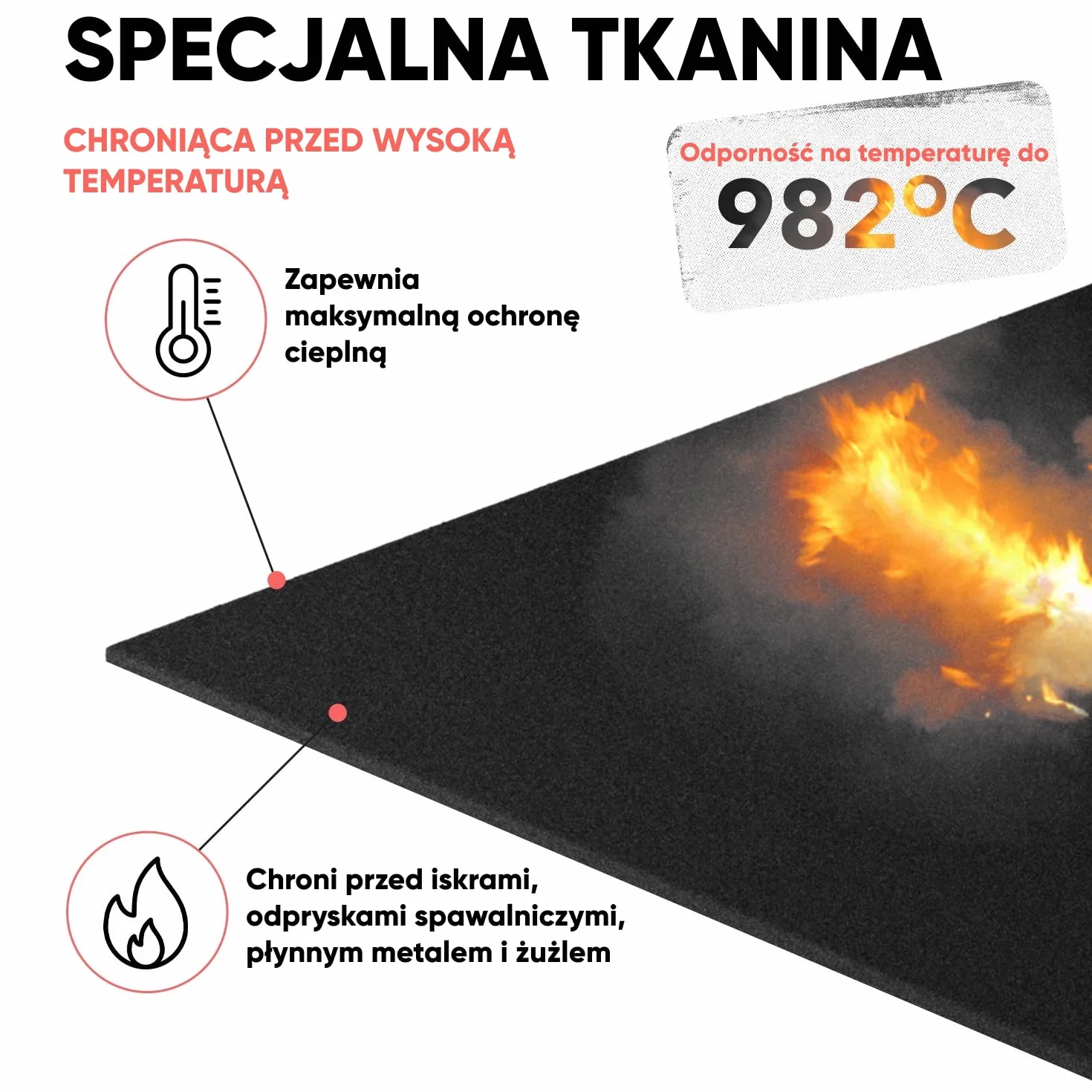 EVOCAMP mata ognioodporna 60x30 cm 982°C lutownicza przeciwpożarowa