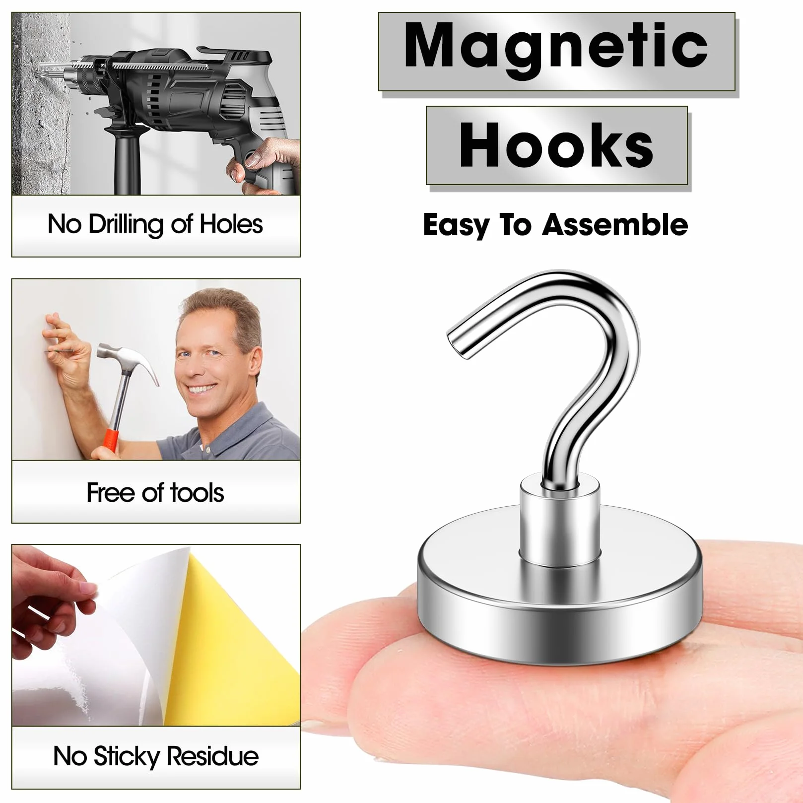Haczyki magnetyczne 36 kg 6 sztuk neodymowe srebrne