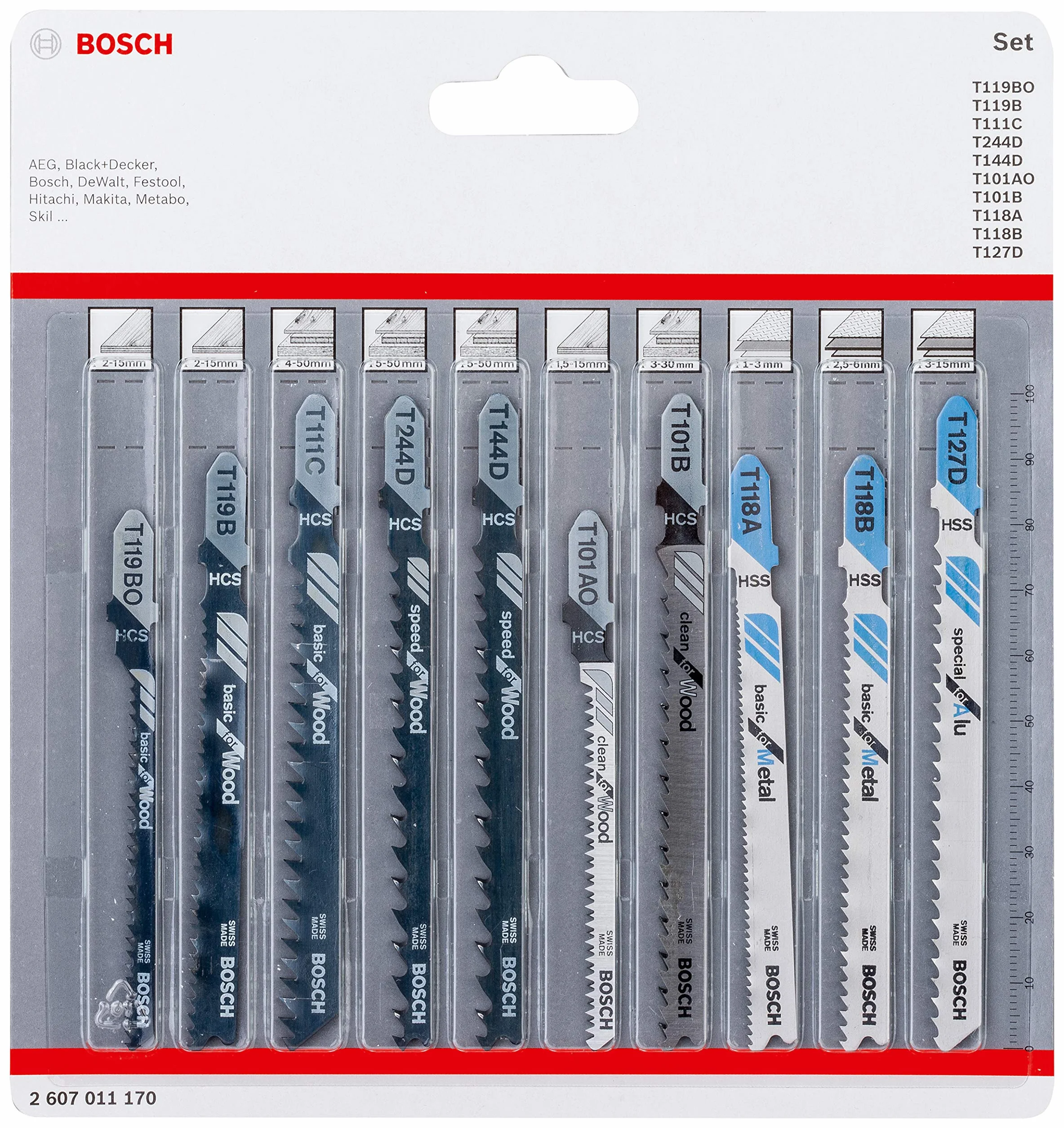 Bosch Profesional JSB 10pc set for Wood+Metal