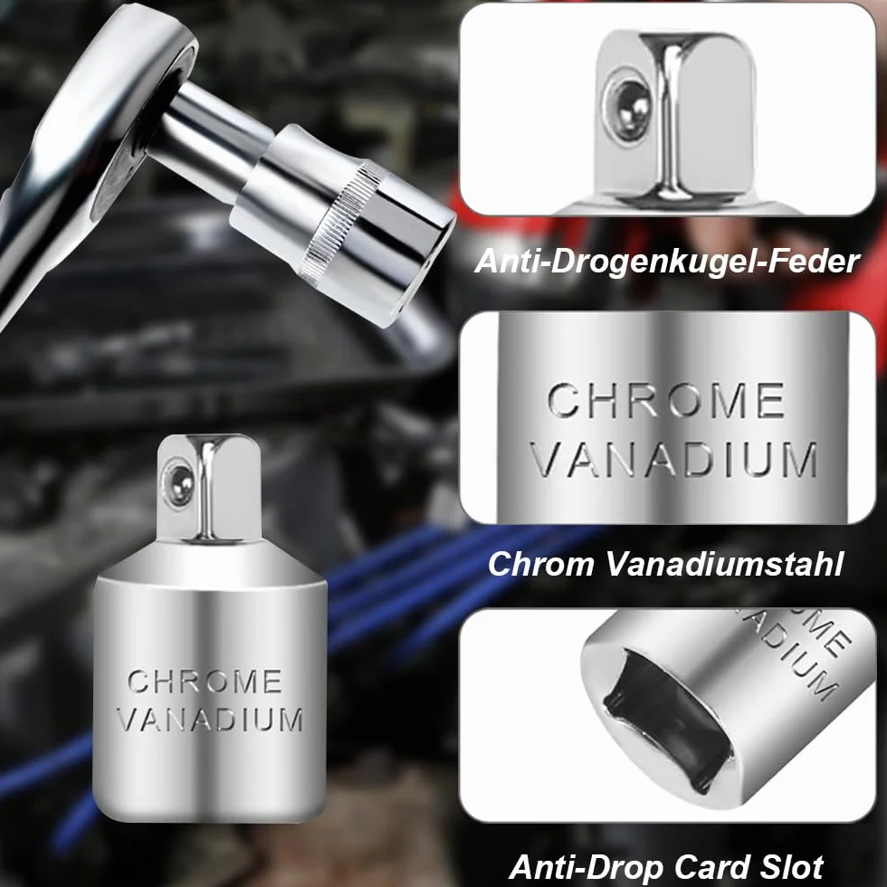 Adapter do kluczy nasadowych 6 sztuk 3/8 na 1/4, 1/4 na 3/8, 1/2 na 3/8, 3/8 na 1/2, 1/4 na 1/2, 1/2 na 1/4