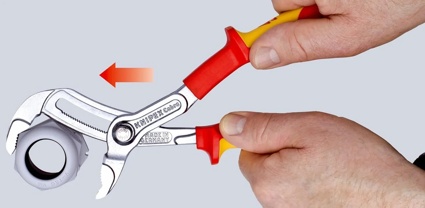 KNIPEX Cobra VDE Szczypce nastawne do rur izolowane chromowany 250 mm