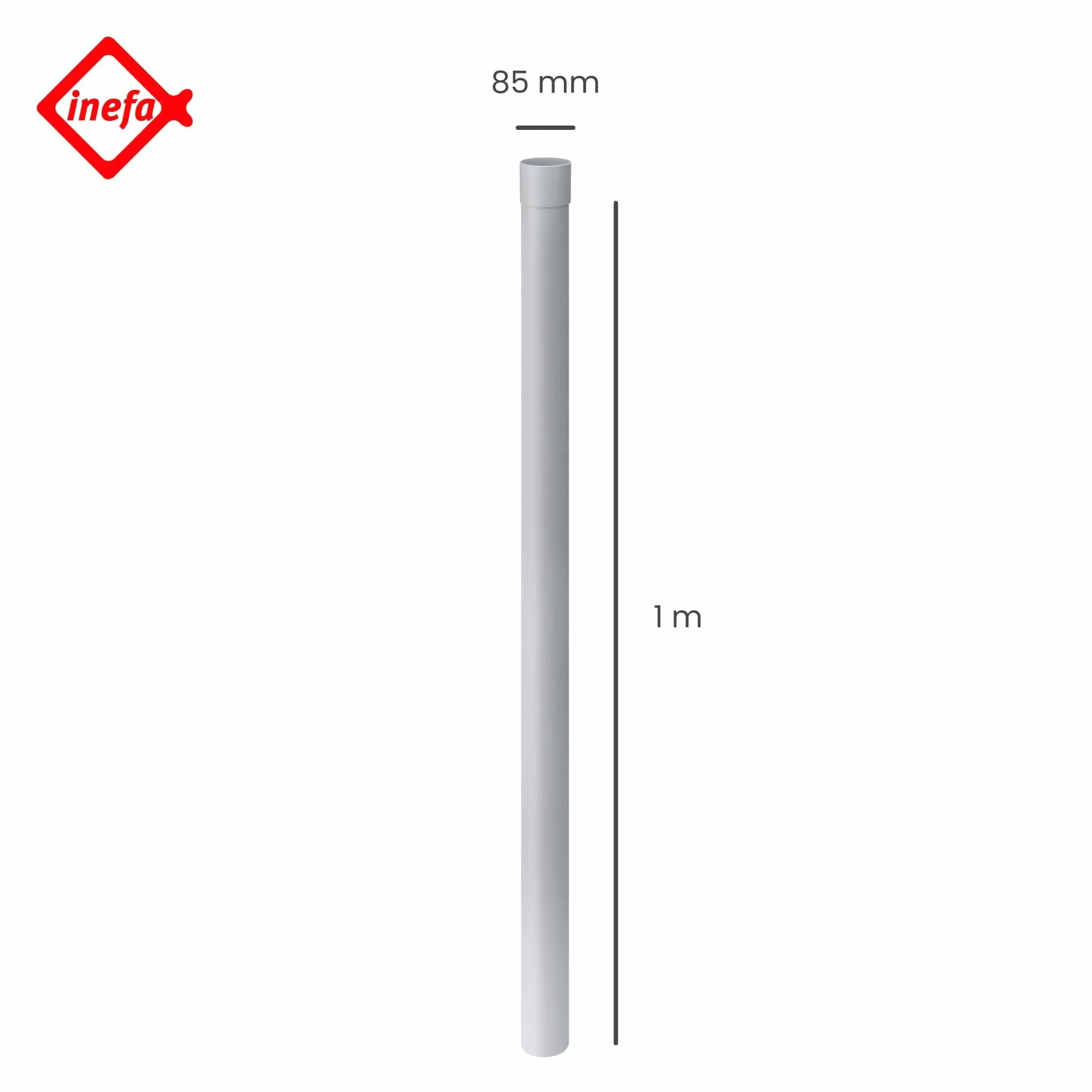 INEFA rura spustowa 100 cm PVC 85mm szara akcesoria do rynien
