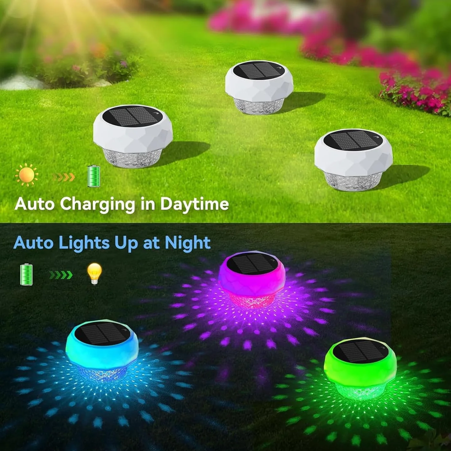 yowin Solarne lampy do stawu RGB LED IP68 pływające oświetlenie basenowe