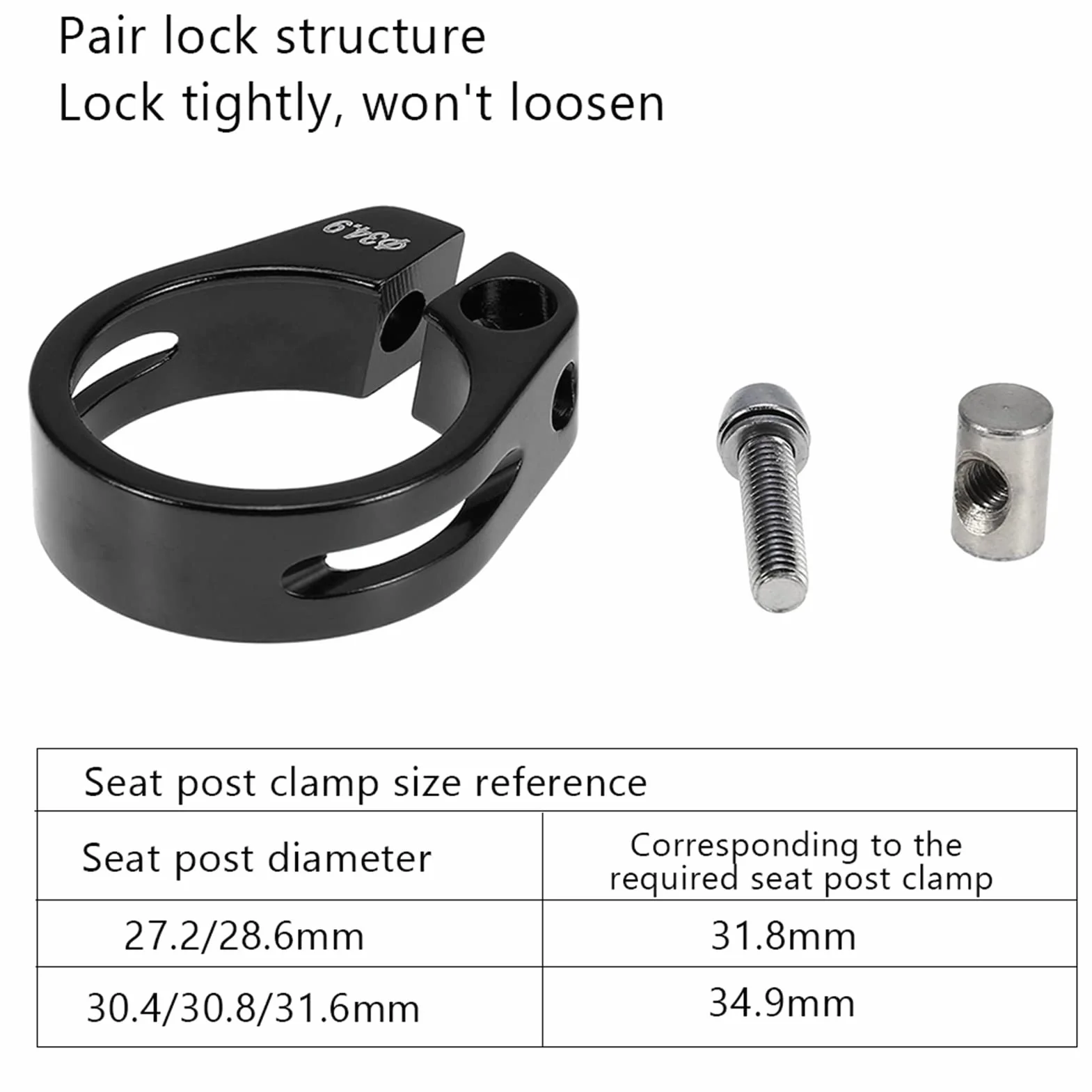 Zacisk sztycy siodełka rowerowego 34,9, zacisk sztycy siodełka do siodełka rowerowego, zacisk siodełka ze stopu aluminium, 34,9 mm, do rowerów górskich i szosowych (czarny)