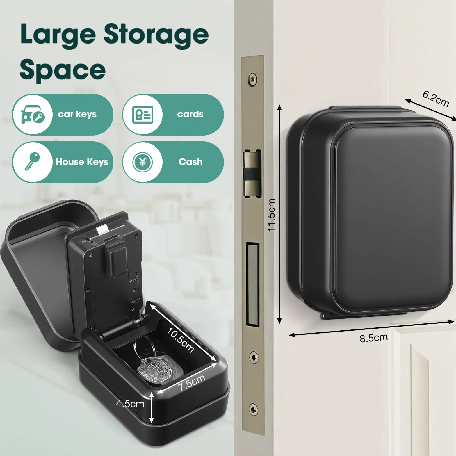 PAIRIER Inteligentna skrzynka na klucze Bluetooth Lock Box z aplikacją TTLock i kodem PIN, sejf na klucze 12-cyfrowy