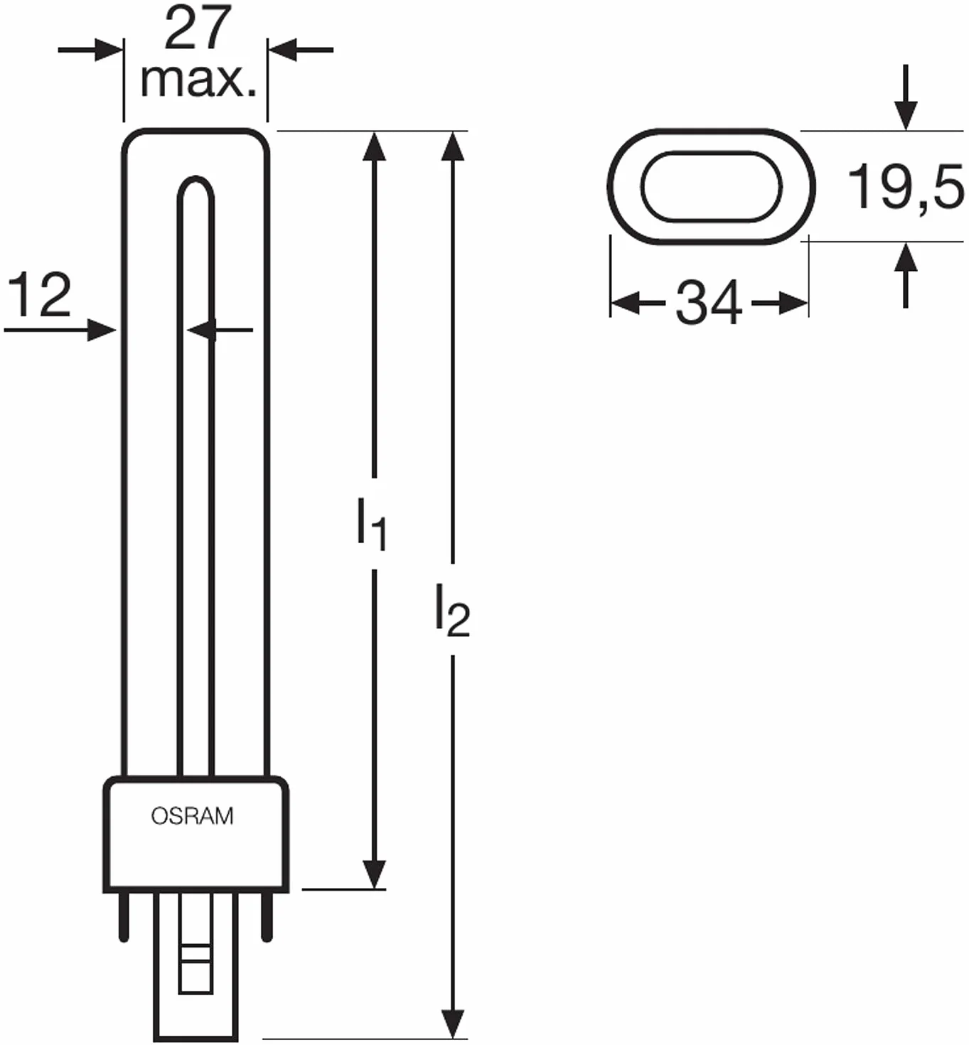 Osram DULUX S 11W/827 Lampa Energooszczędna G23 11W Ciepła Biel 900 Lumenów