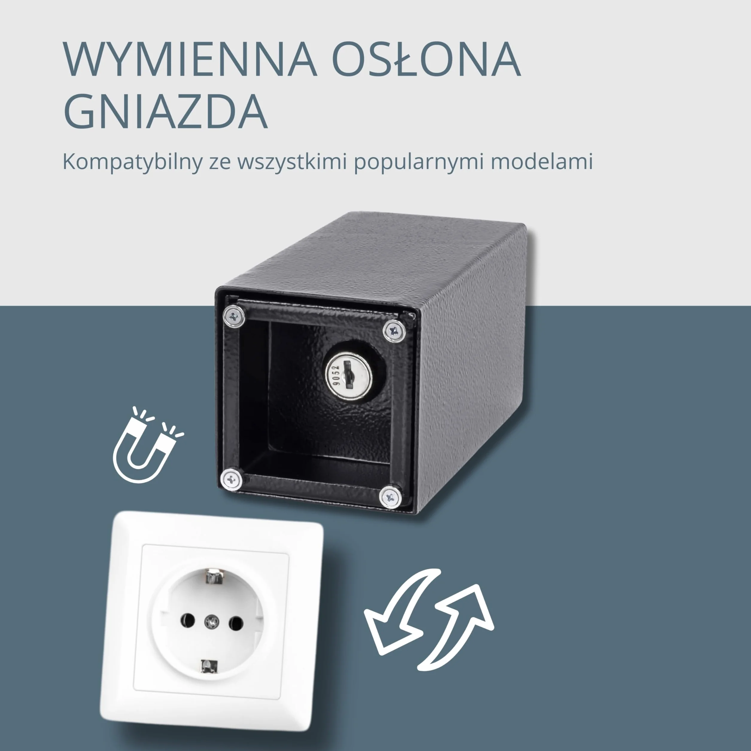 Sejf ścienny z gniazdkiem elektrycznym, magnetycznym otwieraniem i zamkiem
