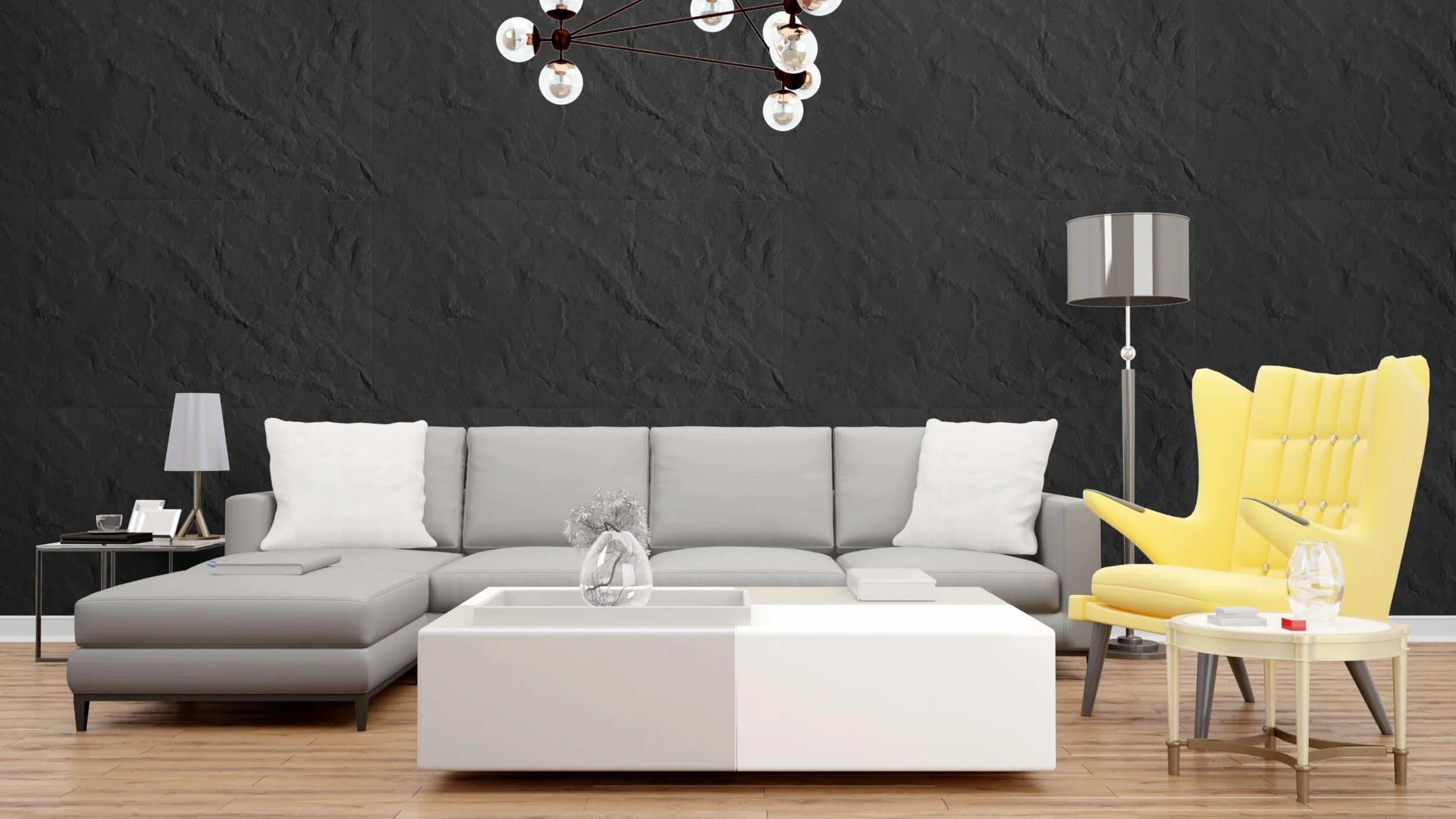 Panele ścienne Deccart 100x50 cm imitacja kamienia Czarny blok skalny 4 sztuki 2 m²