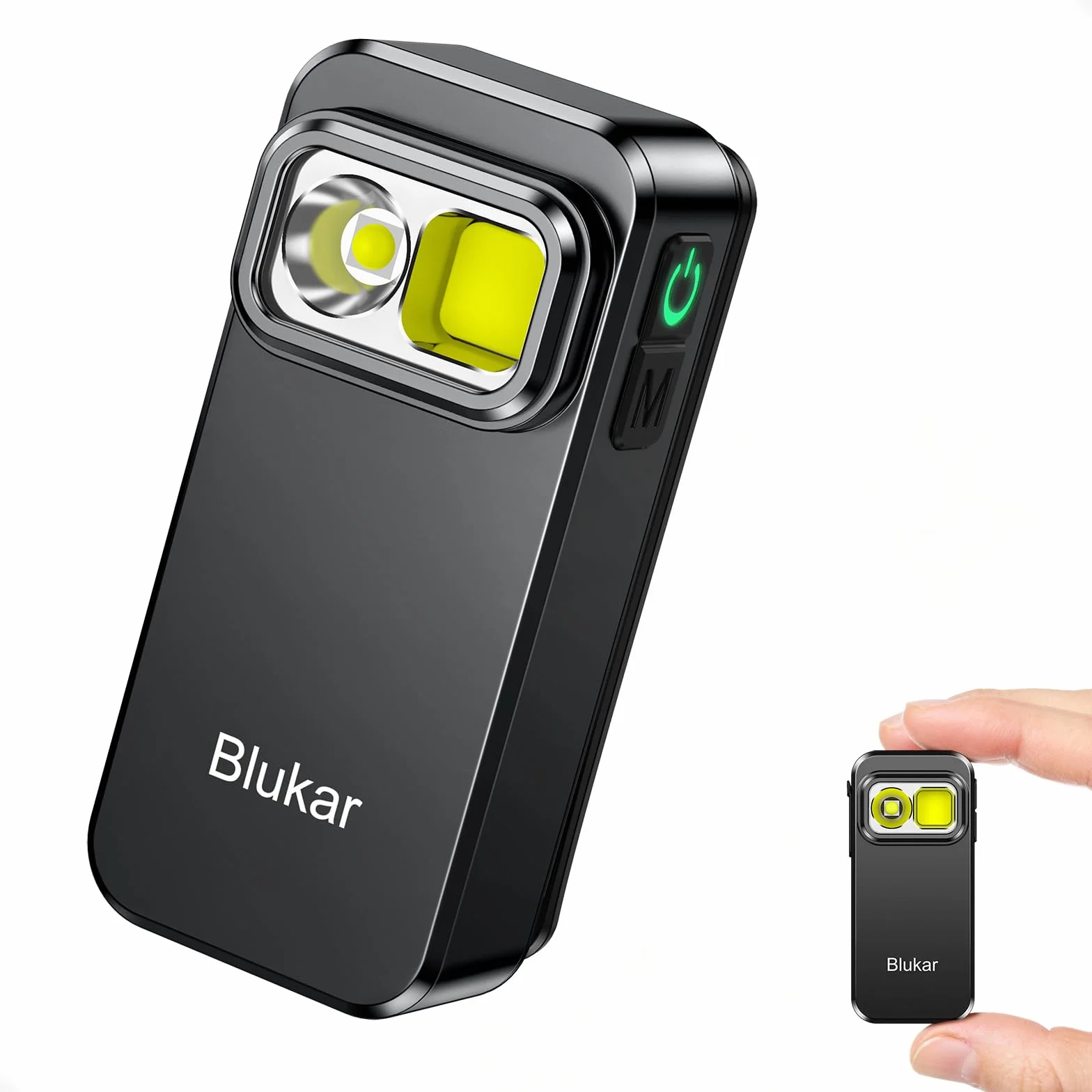 Blukar Latarka LED Ładowana Mini EDC z Klipsem 3 Źródła Światła 5 Trybów Wodoodporna Kompaktowa