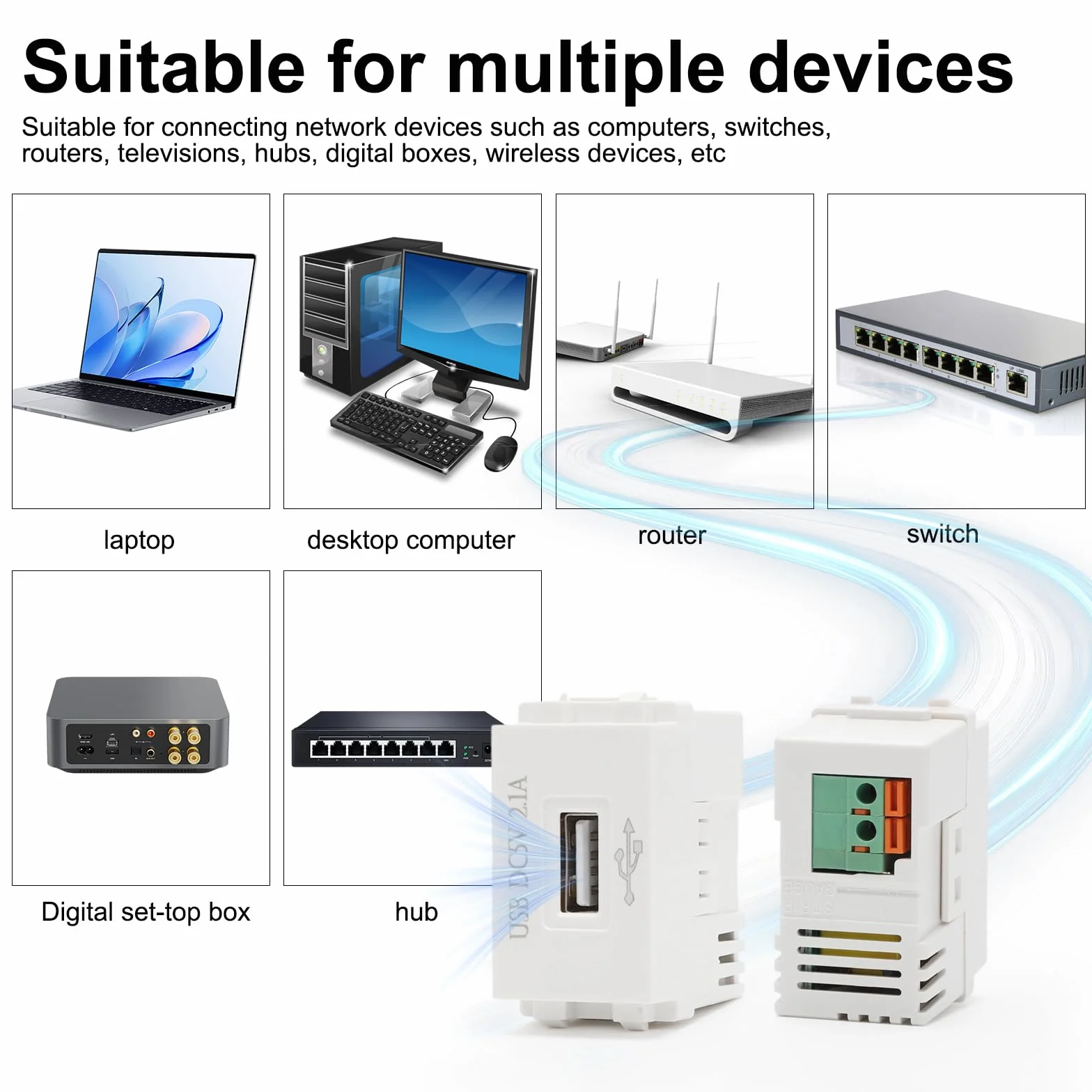 Adapter przełączający USB 220 V 5 V 2,1 A do telefonów i urządzeń USB (3)