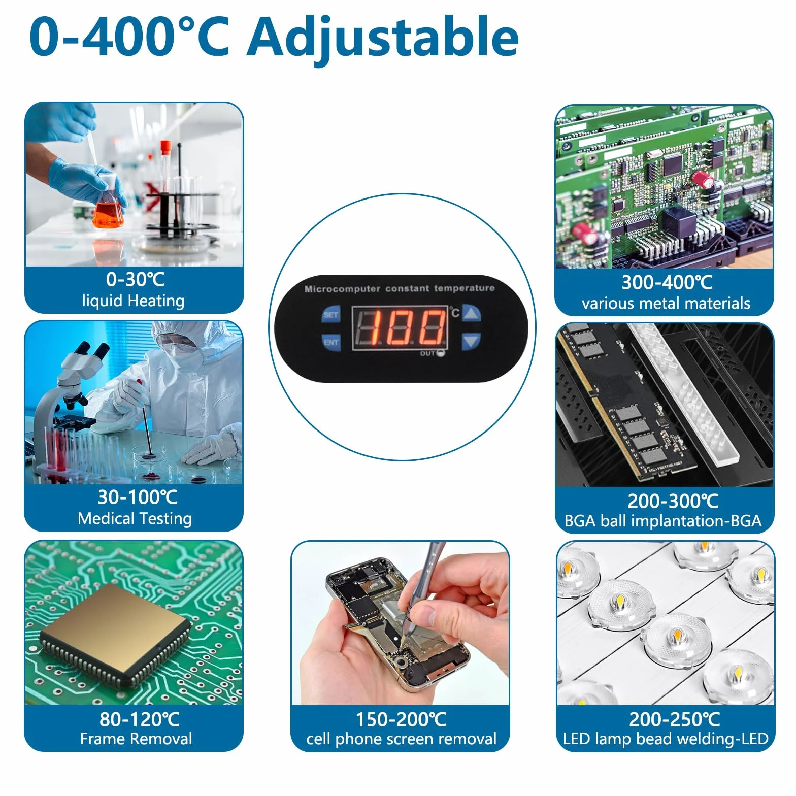 Stacja lutownicza 500 W cyfrowa LCD 0-400℃ płyta grzewcza Rework Heater Lab