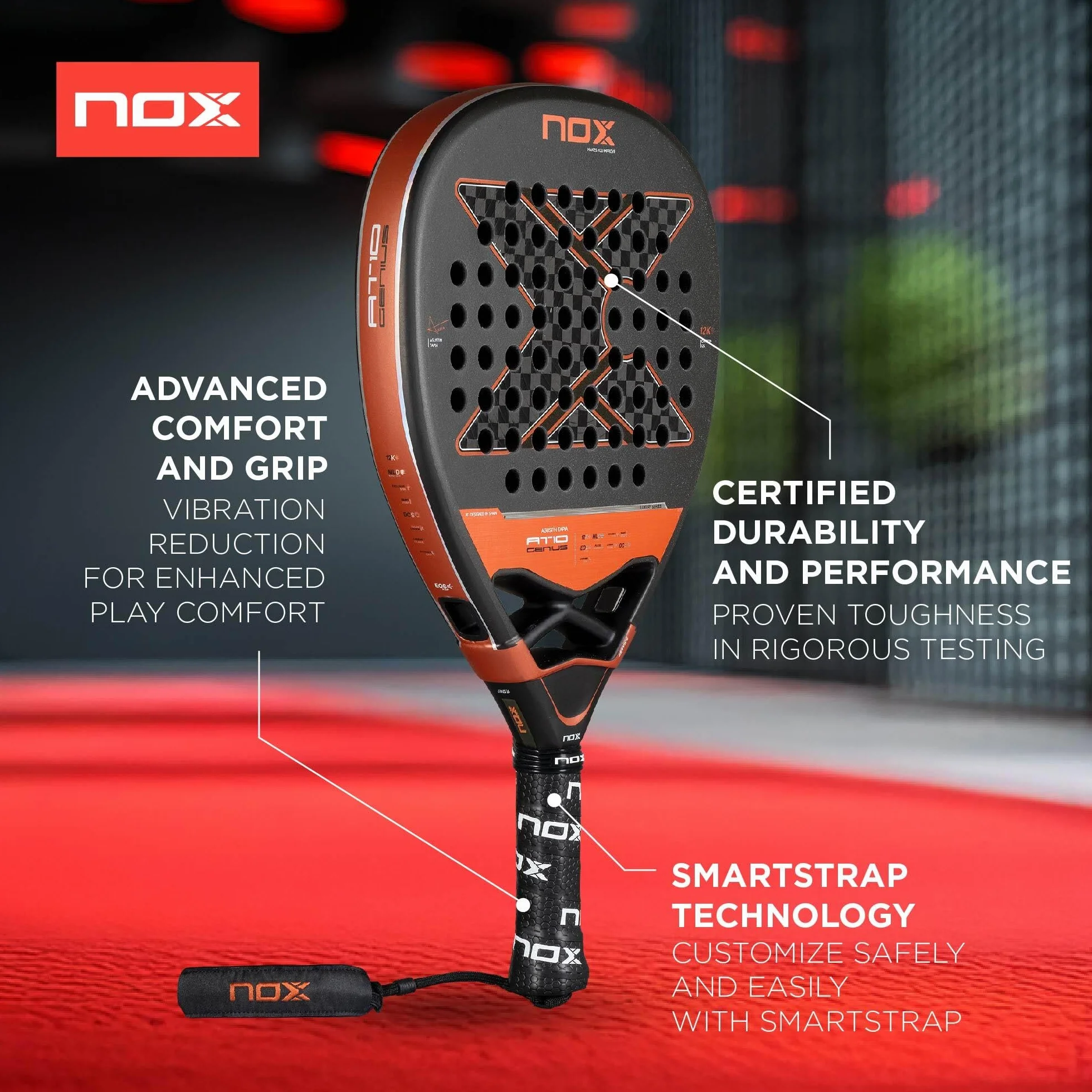 Nox At10 Genius Attack 12k by Agustin Tapia Padel Racket 360-375 gr