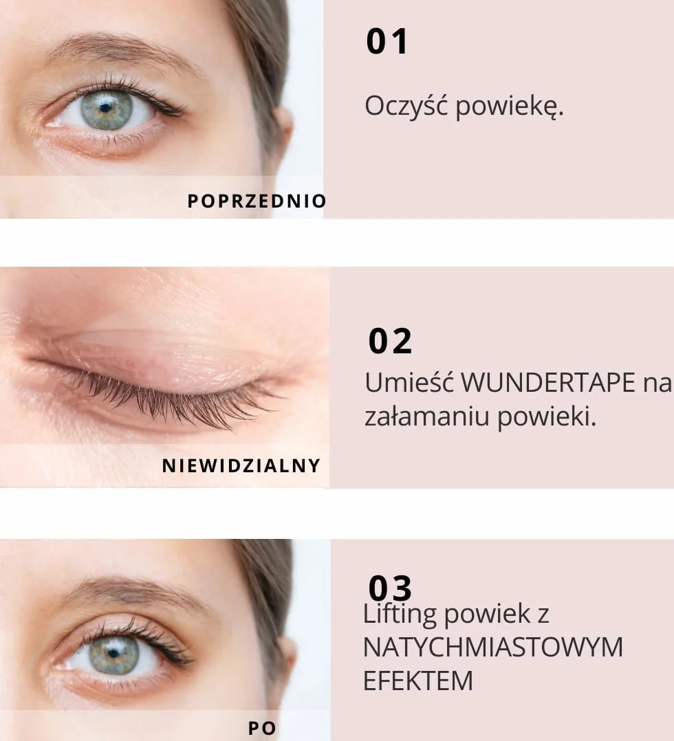 Wundertape naklejki korygujące opadające powieki, 240 sztuk, rozmiar L, do podniesienia powiek bez zabiegu operacyjnego (wodoodporne, trzymają się 24 godziny)