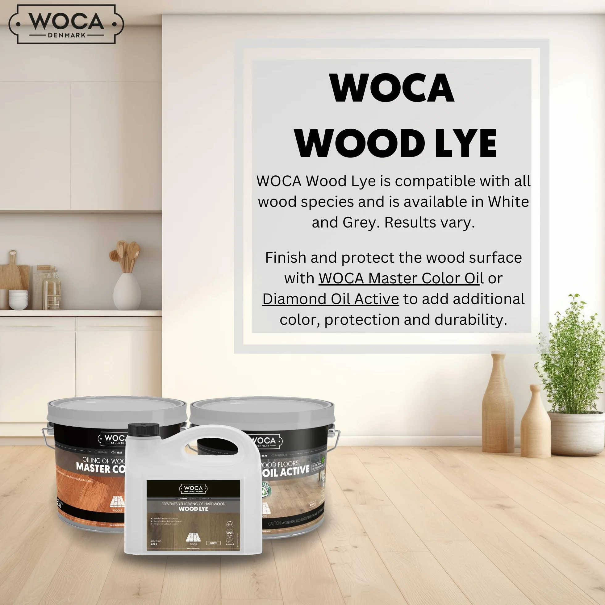 WOCA Denmark Wood Lye biała 2,5 l do wybielania drewna wewnętrznego