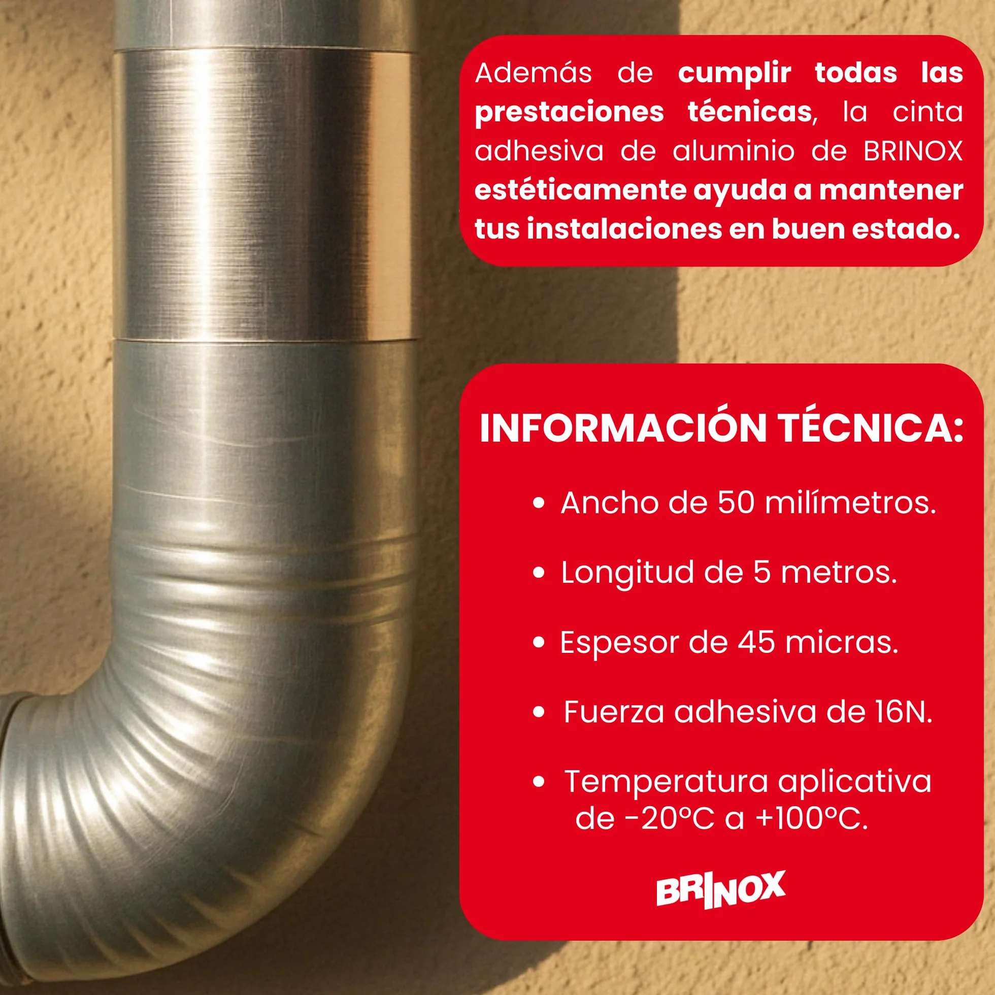 Taśma klejąca aluminiowa B61400B biała BRINOX