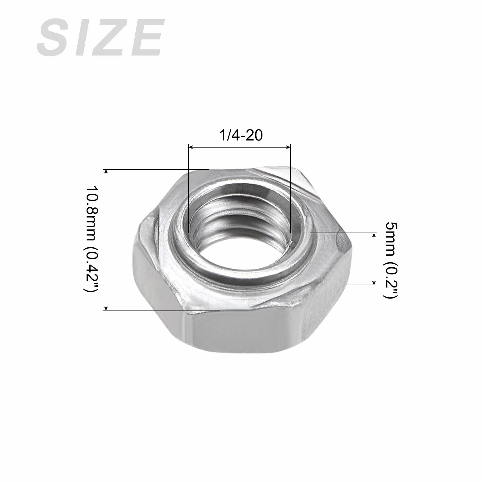 Nakrętki sześciokątne ze stali węglowej 1/4-20 10 sztuk METALLIXITY