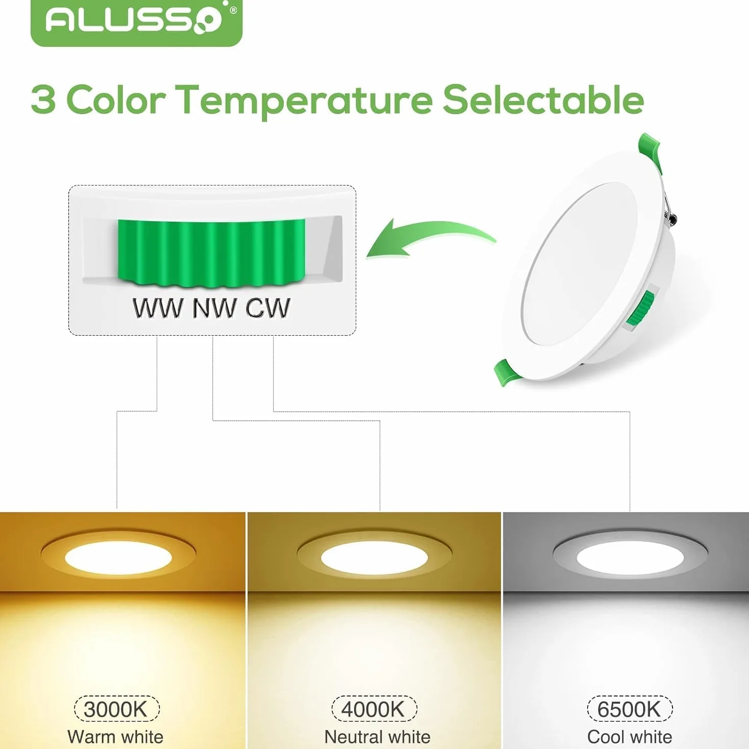 ALUSSO Reflektor LED do zabudowy 7W 580lm 30mm IP44 zestaw 6 sztuk