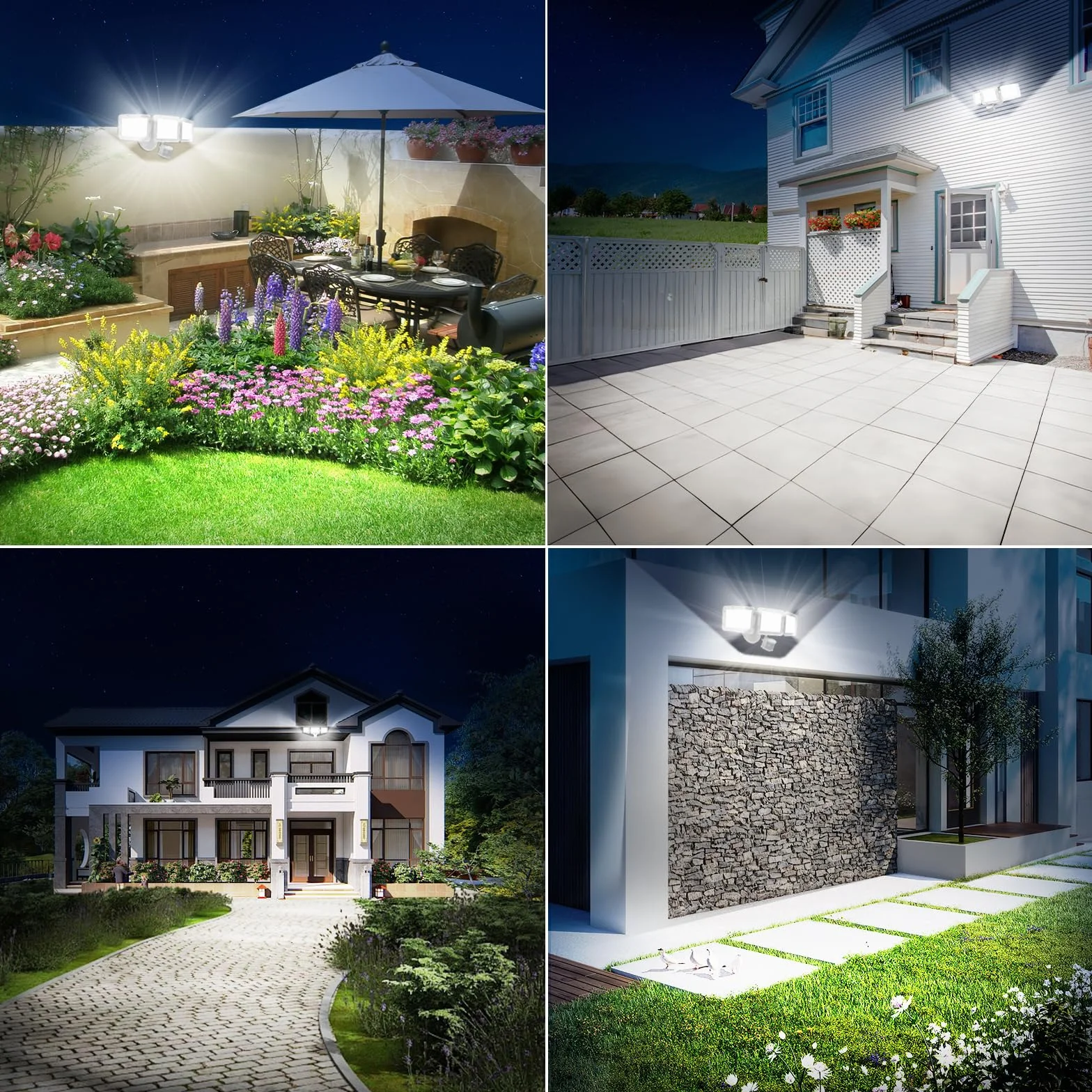 MEIHUA Reflektor LED 70 W z czujnikiem ruchu IP66 6500 K trzygłowicowy regulacja 180°