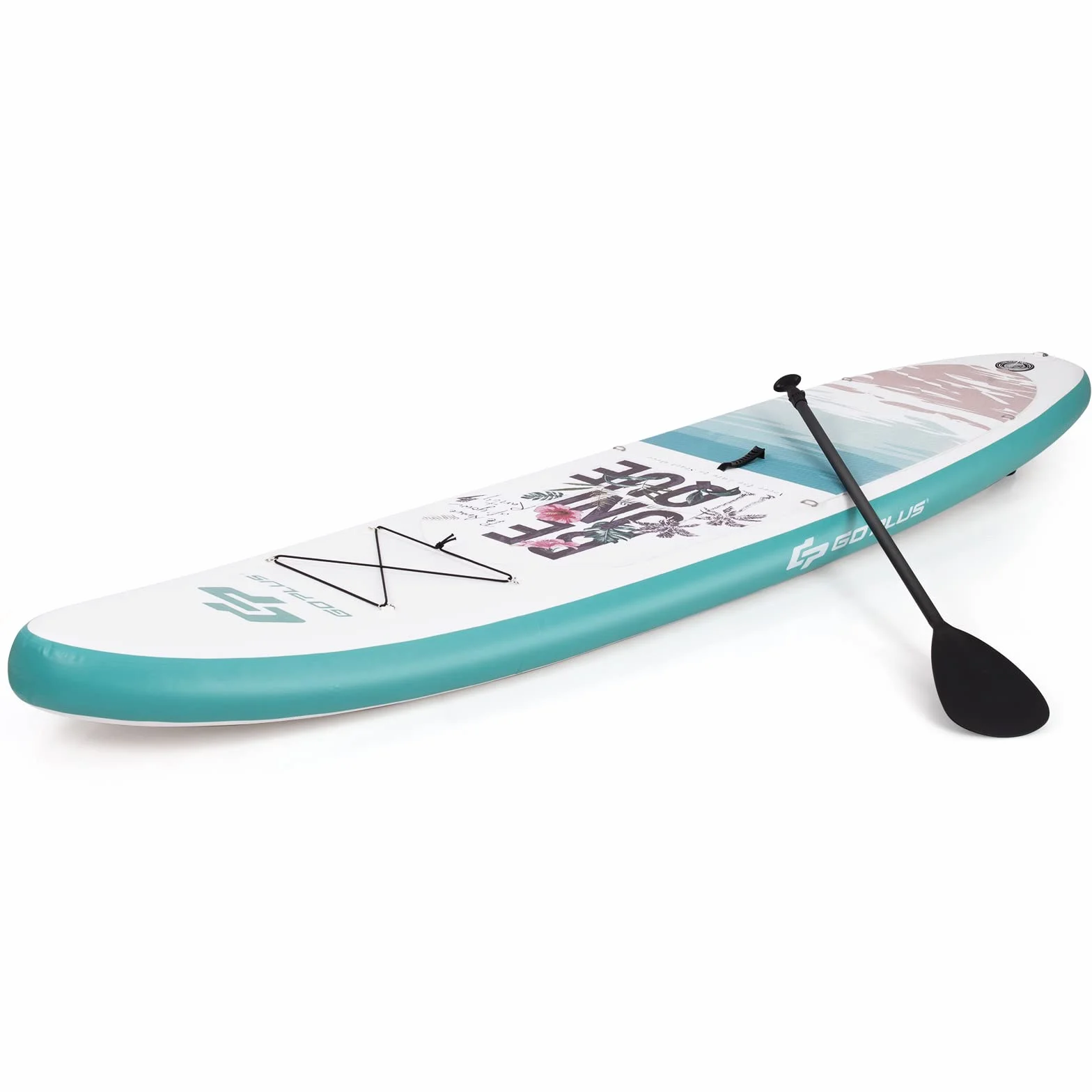 COSTWAY Deska do paddleboardingu, w zestawie plecak, pompka, regulowane wiosło, linka bezpieczeństwa, lina bungee i zestaw naprawczy, nadmuchiwana deska SUP 150 kg