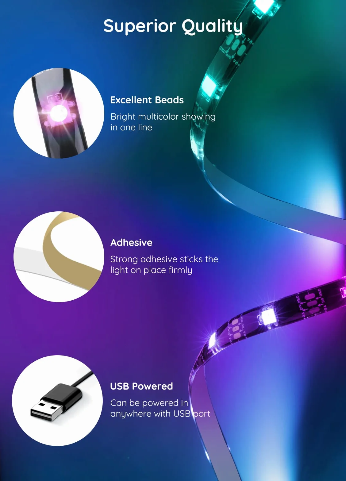 Govee RGBIC wodoszczelna elastyczna taśma LED, możliwość synchronizacji z muzyką, 300 diod LED, 2 m