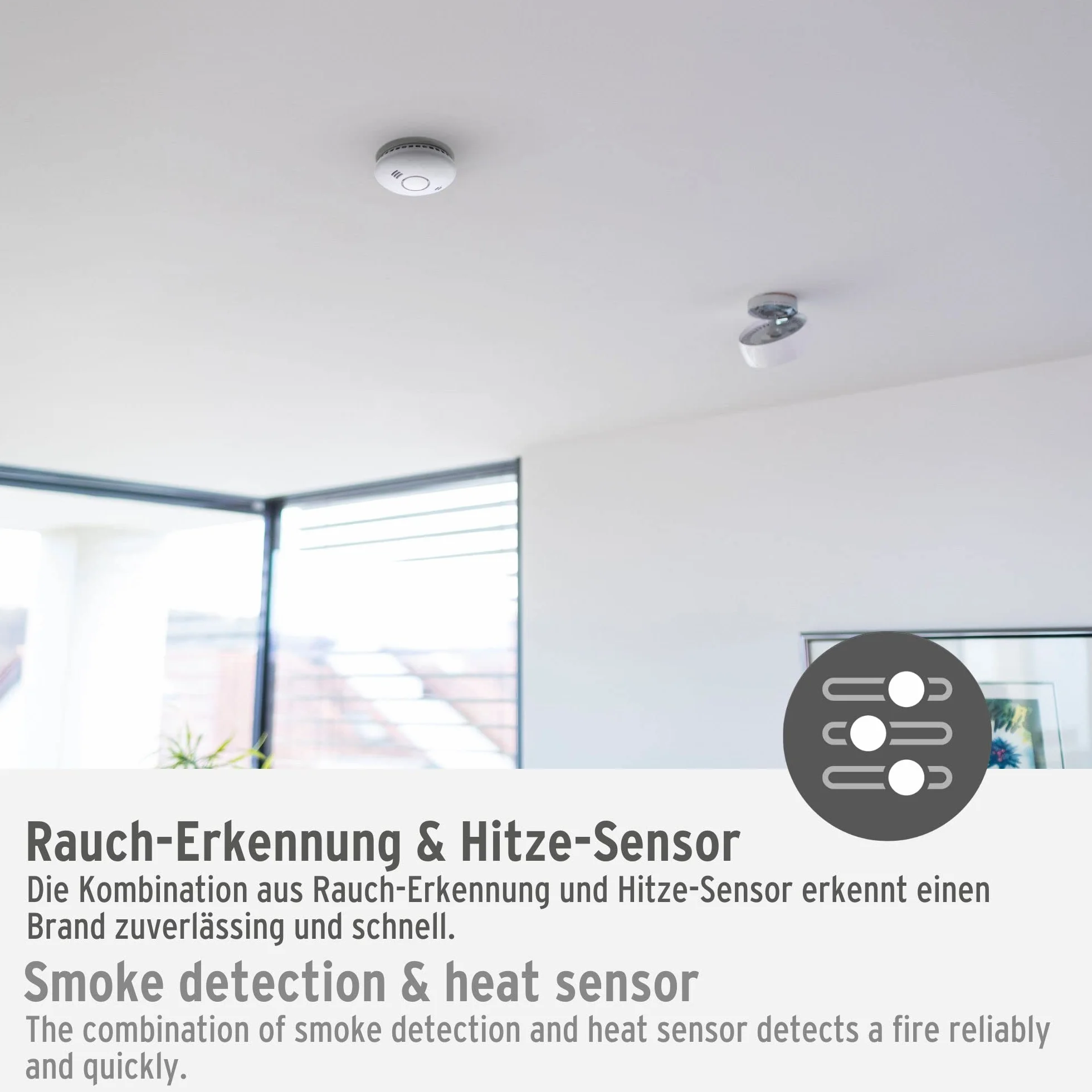 Brennenstuhl Connect WiFi czujnik dymu i ciepła WRHM01 z powiadomieniem aplikacji, 2x baterie, EN 14604