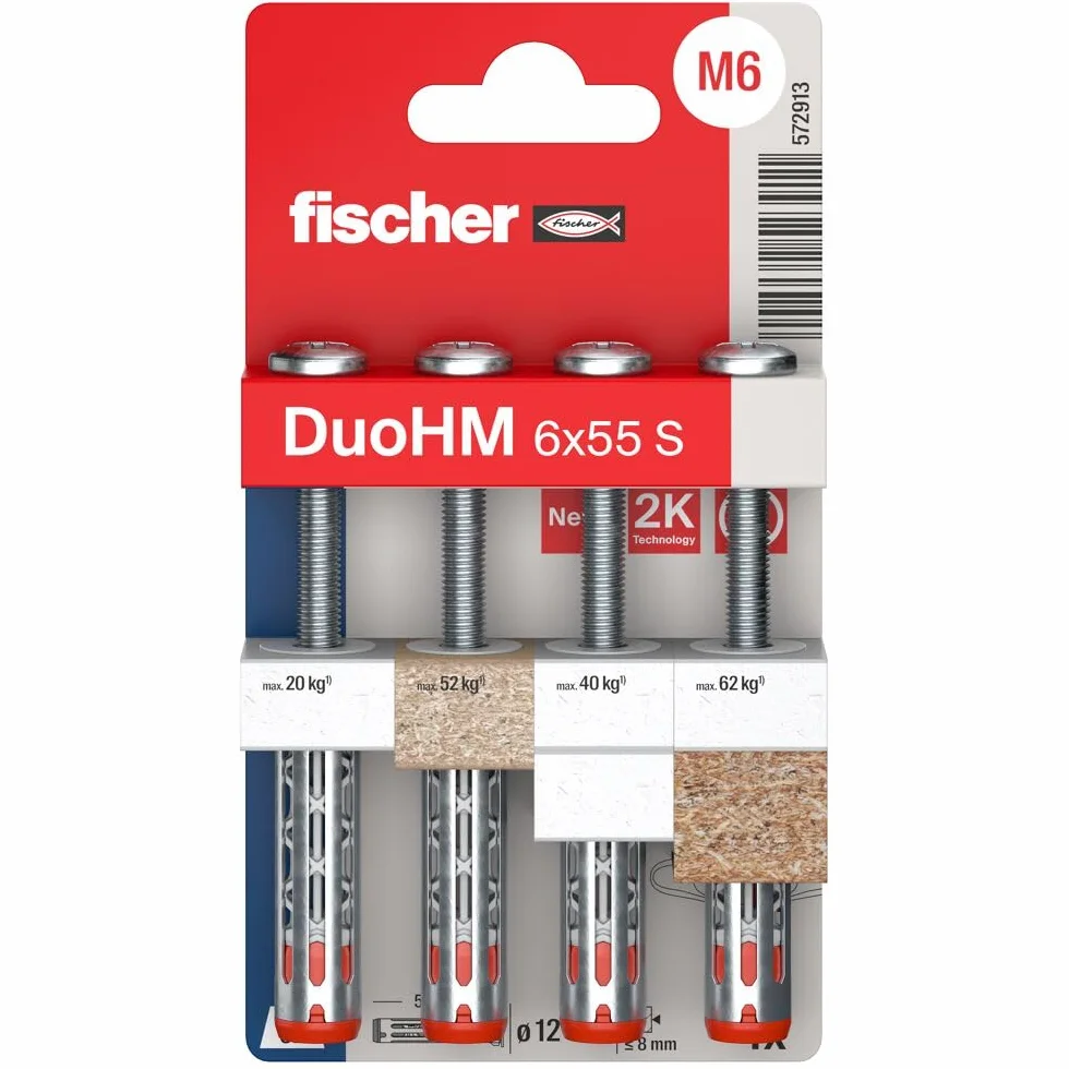 Fischer DuoHM 6 x 55 Kołek dwumateriałowy do pustego korpusu blister 4 szt