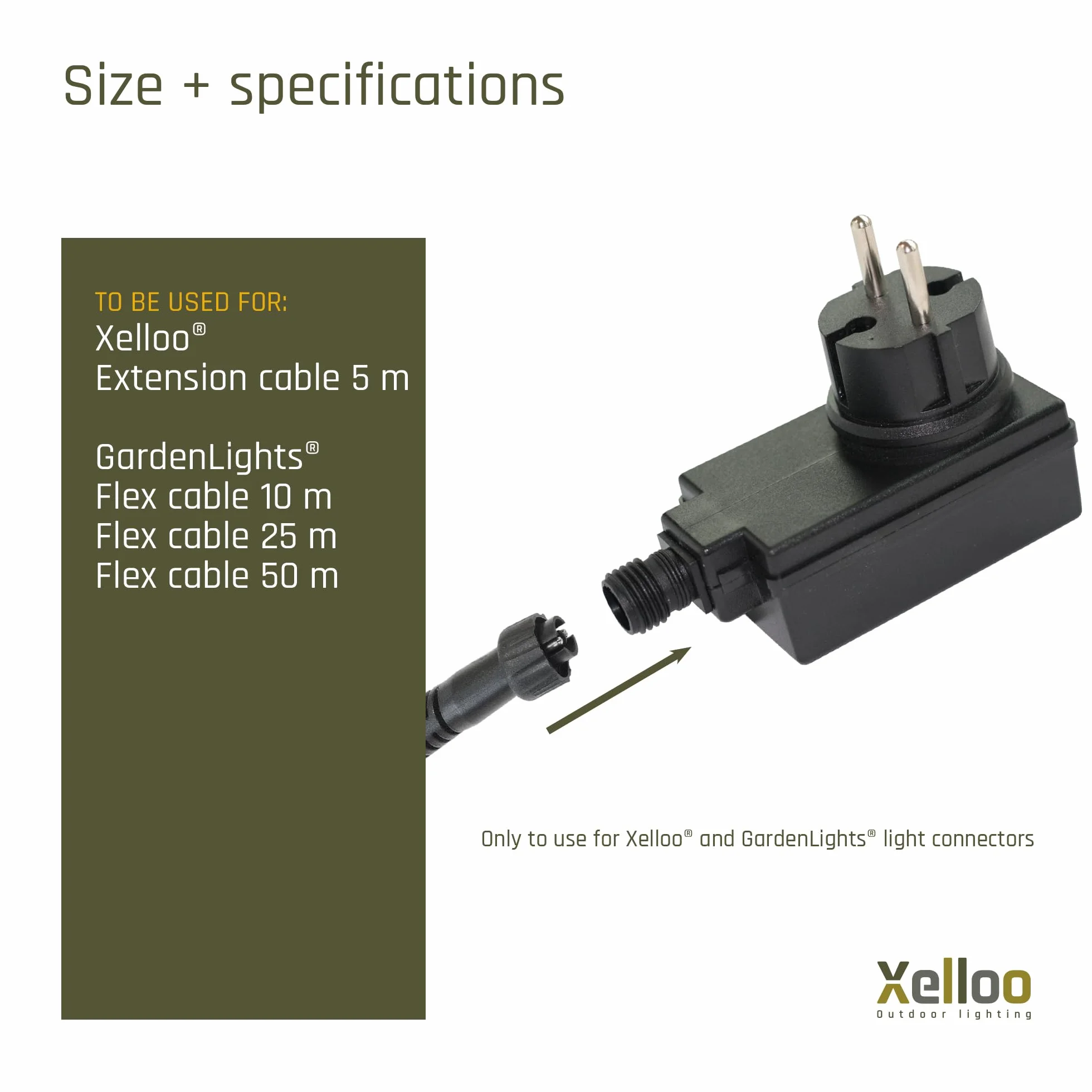 Xelloo® Transformator 24W do zwiększenia liczby opraw w linii świetlnej - łatwa rozbudowa zestawu oświetleniowego o dodatkowe oprawy - pasuje do wszystkich zestawów oświetlenia zewnętrznego Xelloo 12V