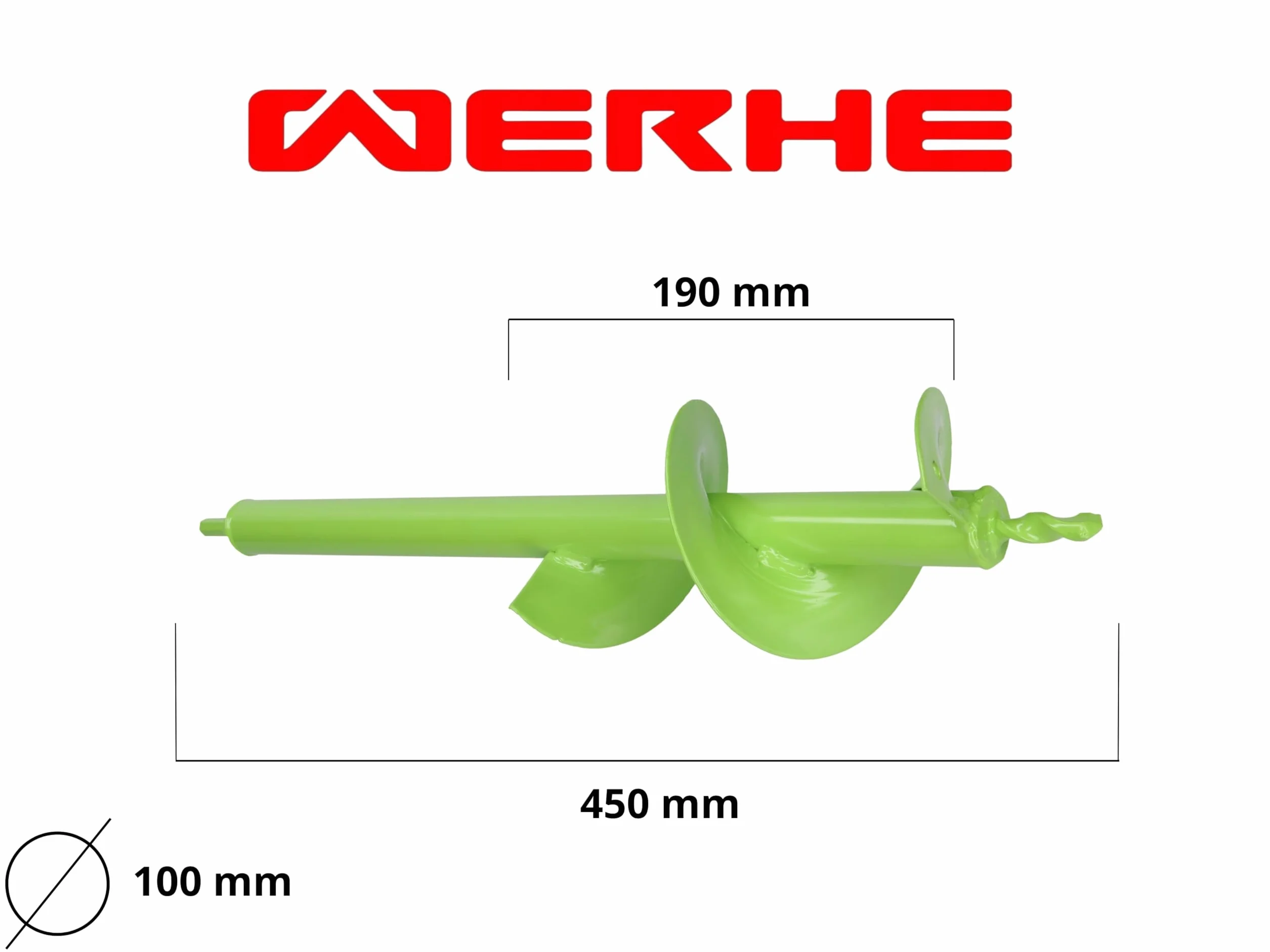 WERHE świder ziemny 100 mm Ø 450 mm do wiertarki akumulatorowej