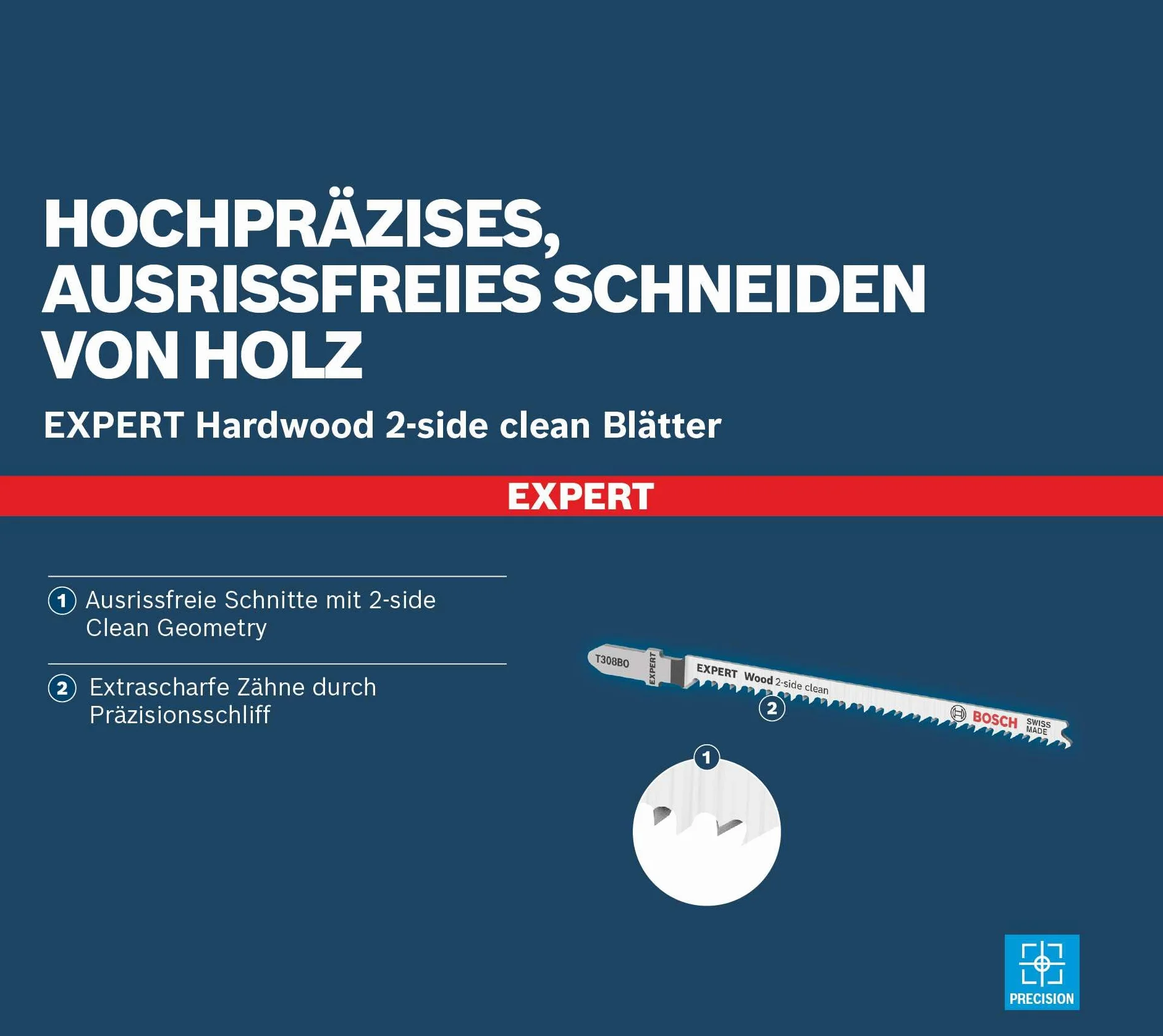 Bosch Accessories Expert T 308 Bo Brzeszczot do Wyrzynarki, Srebrny, 2 x 117 mm