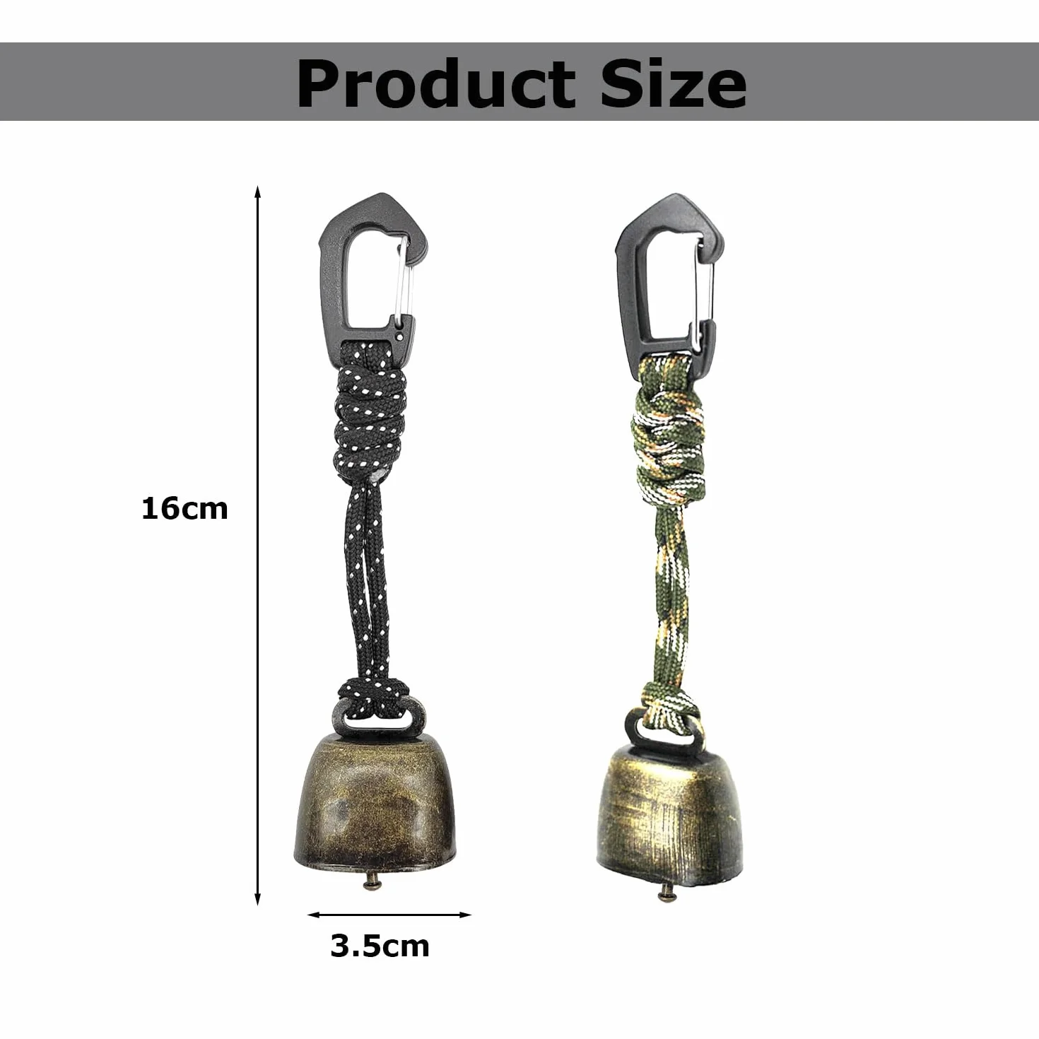 2 szt. Dzwonek przeciw niedźwiedziu, mały wiszący dzwonek, wspinaczka górska, mini metalowy dzwonek krowy, na wędrówki na świeżym powietrzu, wisiorek do plecaka, obroża dla zwierząt
