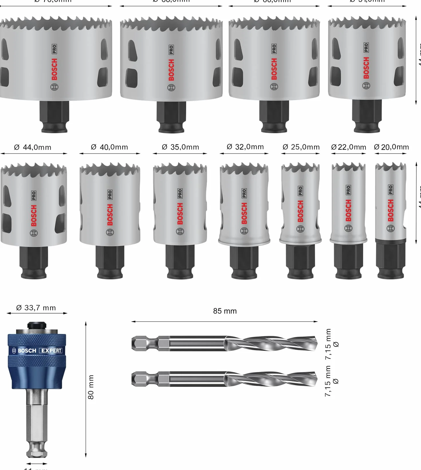 Bosch Zestaw pił otwornic PRO Multi Material Power Change Plus Ø 20-76 mm