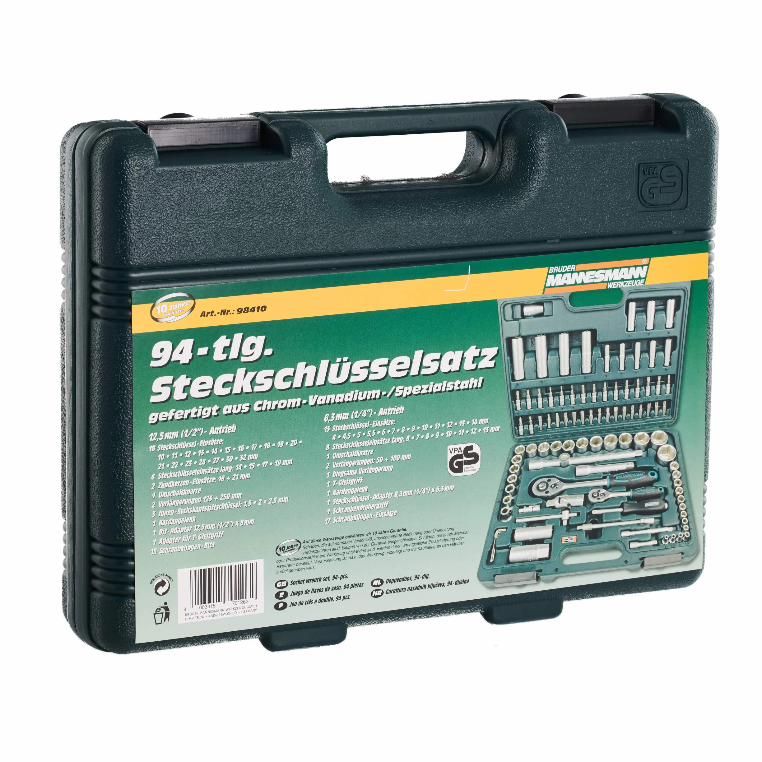 Mannesmann M98410 zestaw kluczy nasadowych 94-częściowy