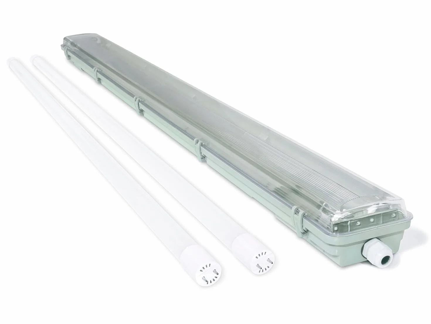Zestaw LED Oprawa Hermetyczna 2x120 cm Świetlówka T8 18W 4000K IP65 Oświetlenie Garażowe Magazynowe