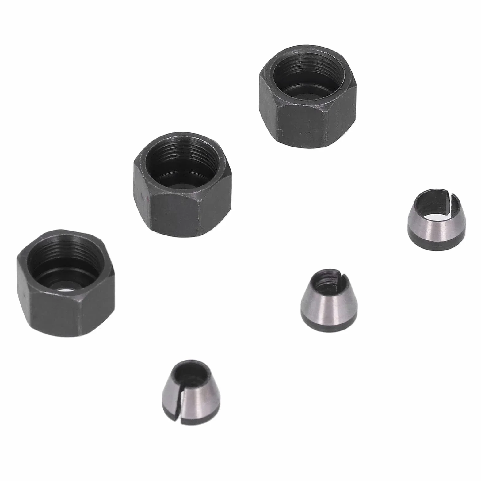 Adapter Zaciskowy Router Collet 6mm 6.35mm 8mm Zestaw z Nakrętką Uchwyty ze Stali Węglowej do Trymera Grawerka