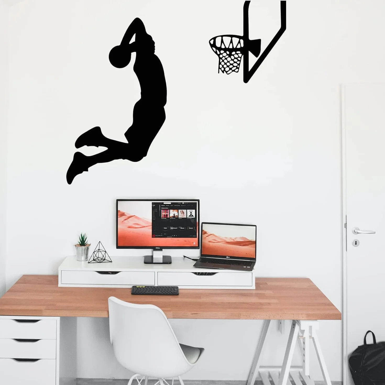 Dekoracja ścienna do koszykówki naklejki sportowe odklej i przyklej naklejki ścienne do sypialni chłopców, 61 x 51 cm