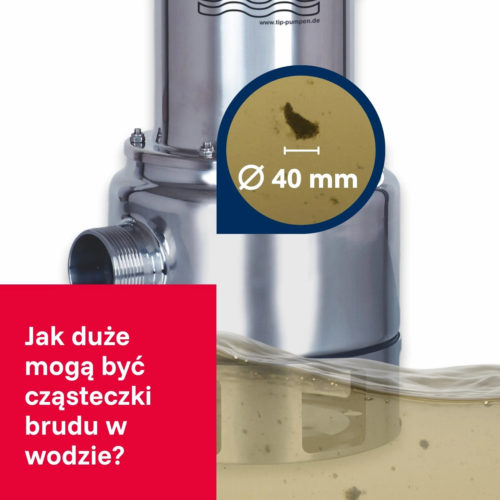 T.I.P. Extrema 300/10 IX Pompa Zanurzeniowa do Brudnej Wody Stal Nierdzewna 1200W 19500l/h 10,5m 40mm 95°C