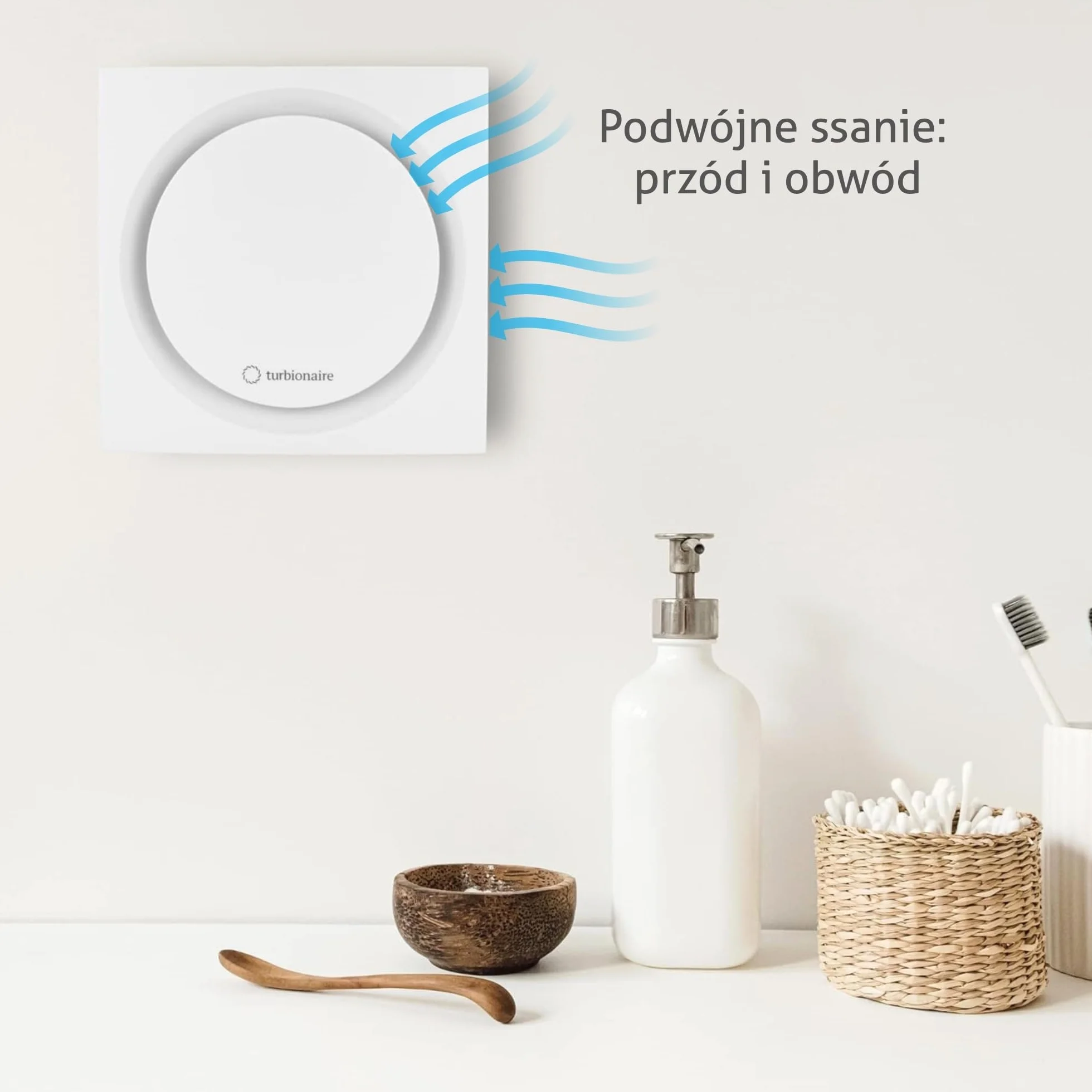 Turbionaire RING 100 SW Cichy Wentylator Łazienkowy z Podwójnym Zasysaniem Ø100mm IPX4 Biały