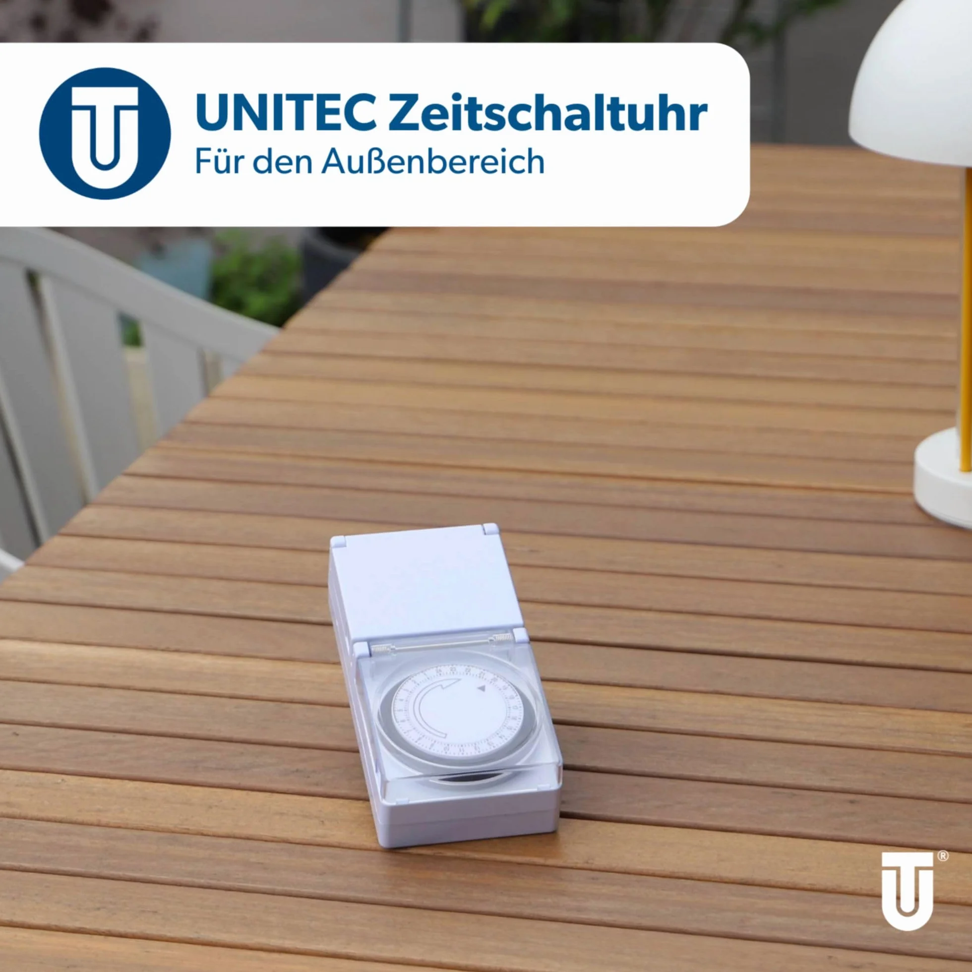 UNITEC Zegar sterujący dzienny mechaniczny IP44 analogowy biały 15 minut