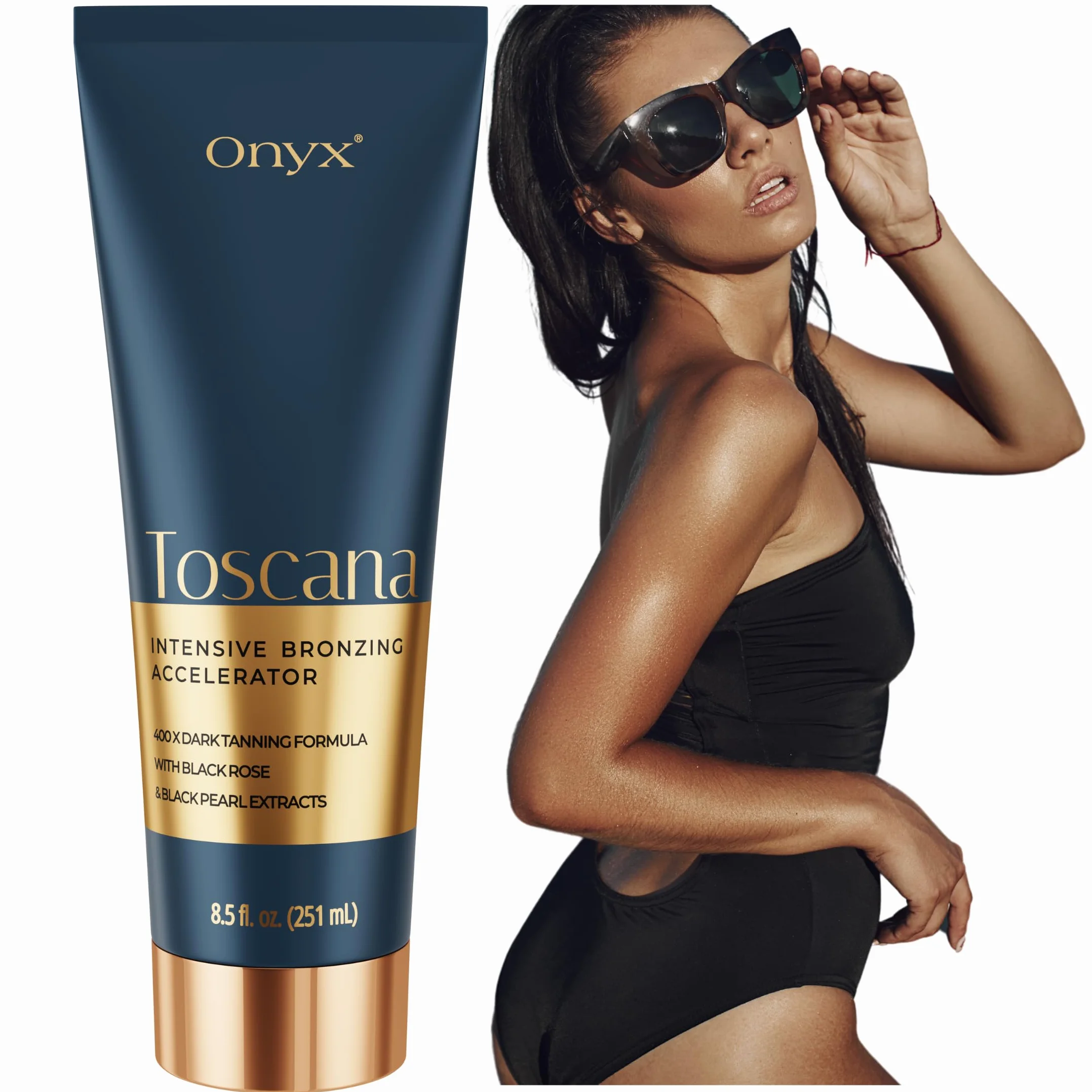 Toscana - balsam do opalania w solarium, krem przyspieszający opalanie oraz brązujący skórę, biały bronzer z formułą odżywczych olejów, efekt ciemnej opalenizny bez plam i smug