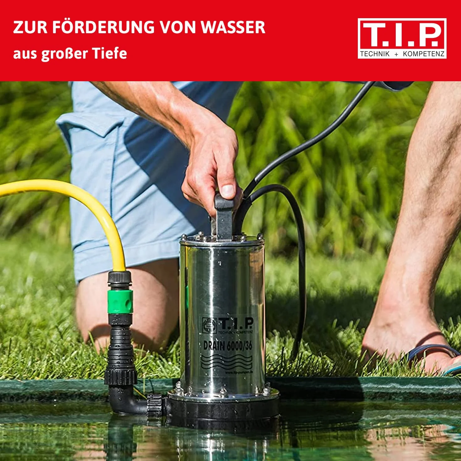 T.I.P. Drain 6000/36 Pompa głębinowa tłocząca ze stali nierdzewnej 950 W 6000 l/h 34 m