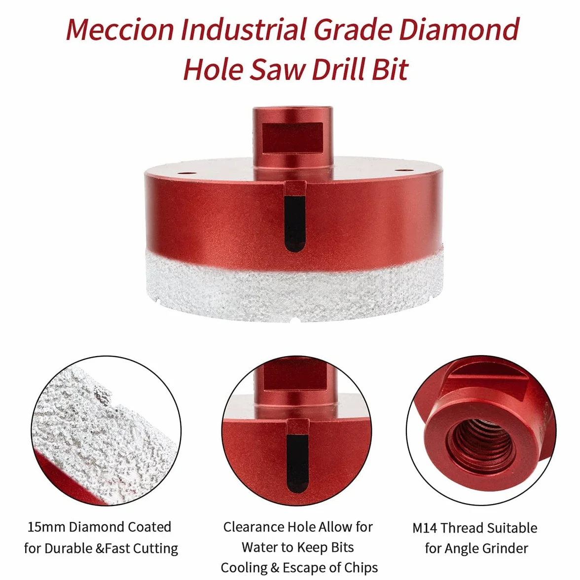 Meccion Diamentowa otwornica M14 90 mm do płytek granitu marmuru